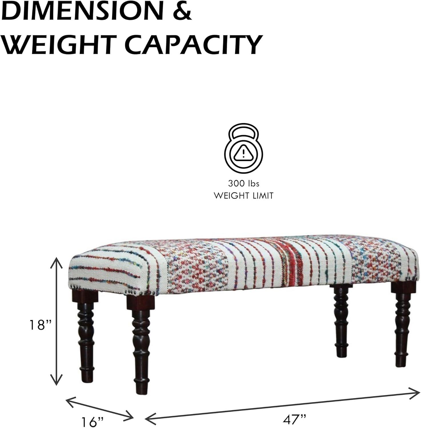 Colorful Chevron and Striped Chindi Bench with Storage