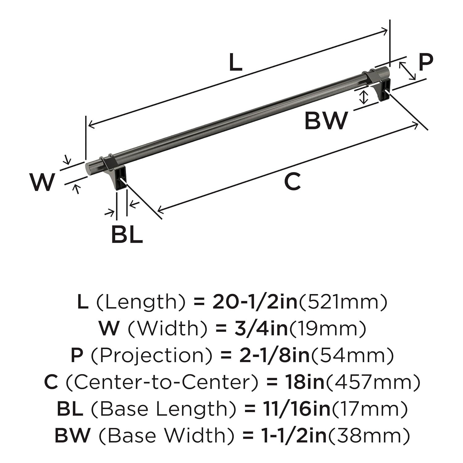 Amerock Davenport 18 inch (457mm) Center-to-Center Gunmetal Appliance Pull