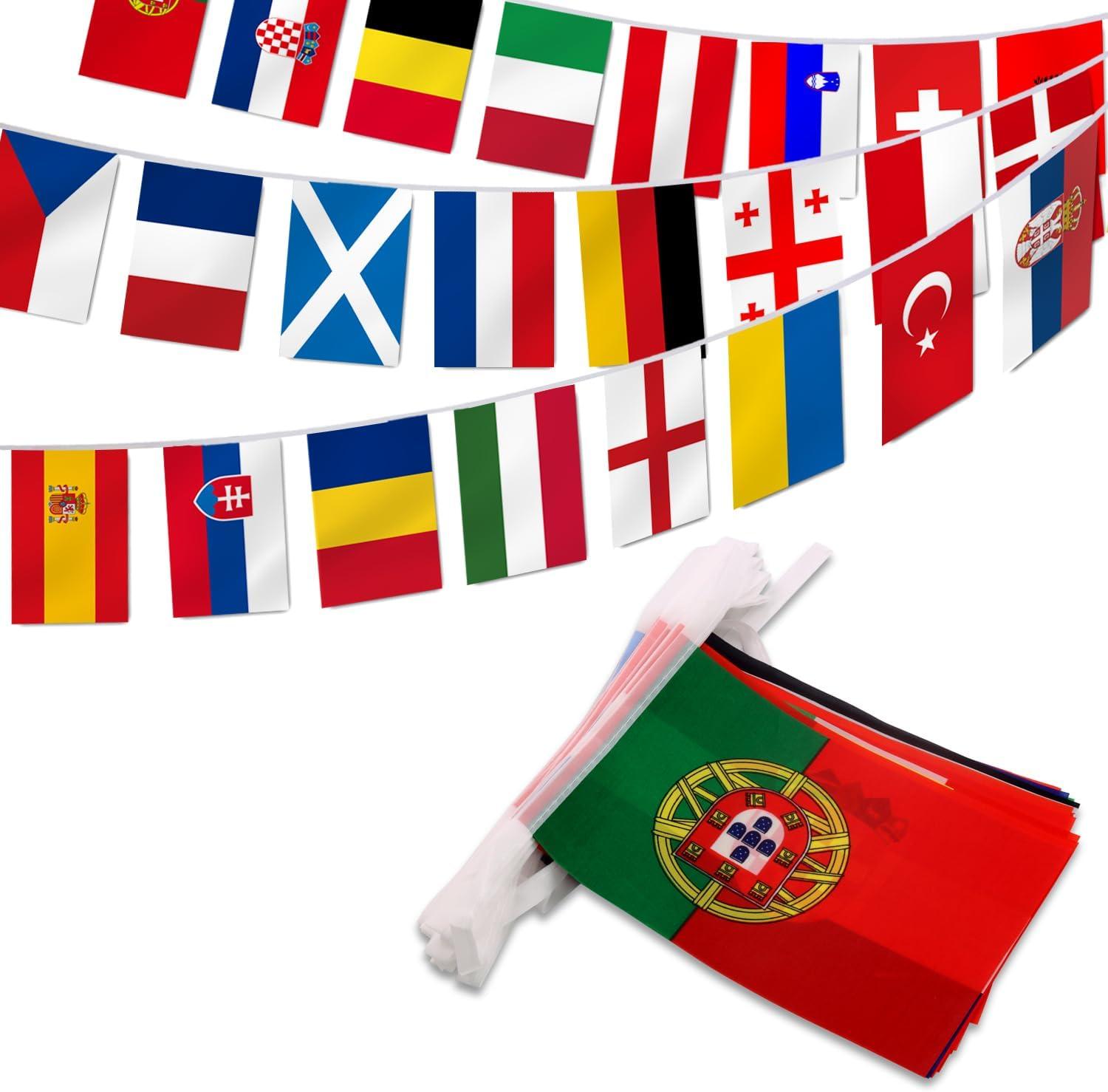 Anley European Countries String Flag, 24 Countries European Cup Soccer String Pennant Banner, Decoration for Grand Opening, Sports Bar, Party Events - 25 Feet 24 Flags