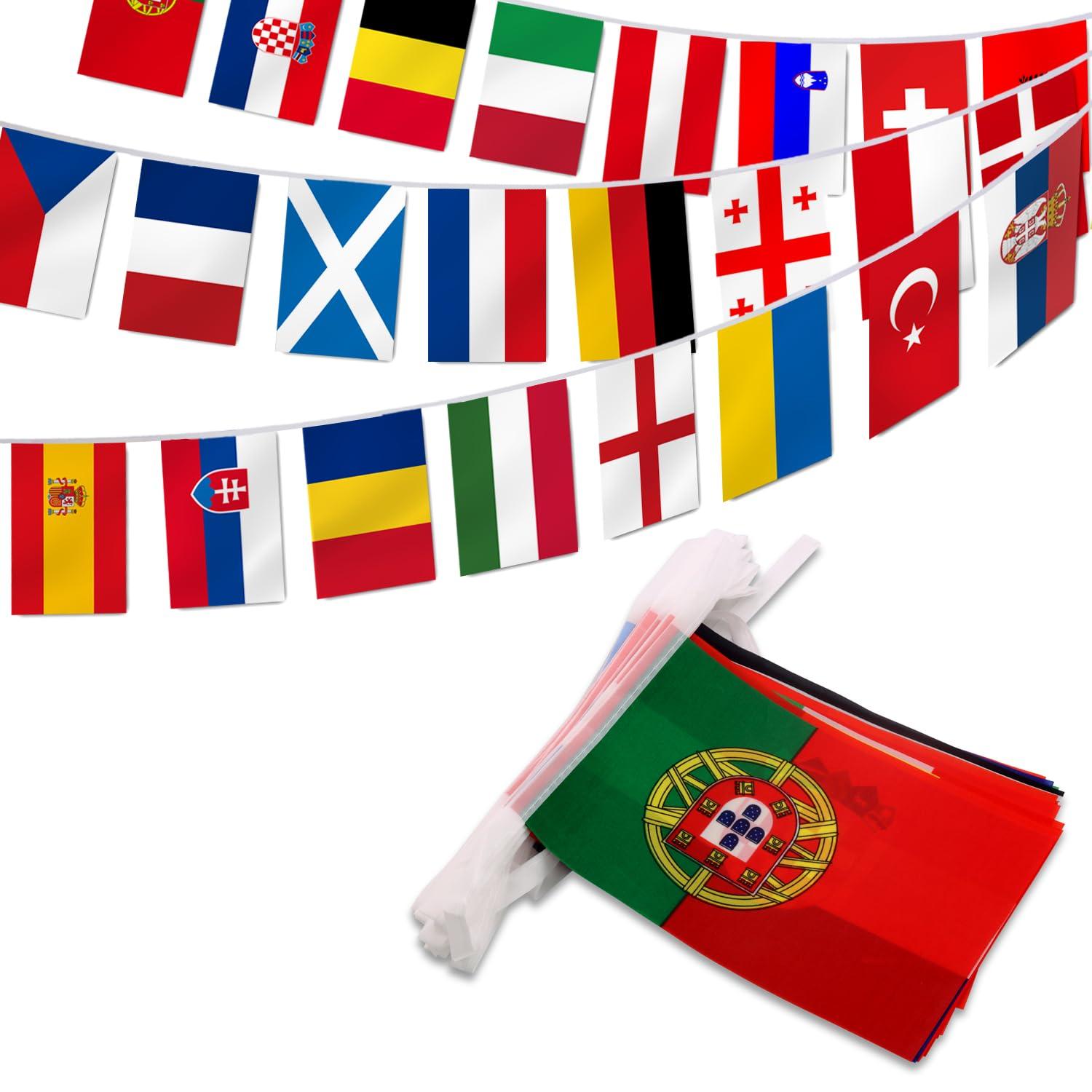 Anley European Countries String Flag, 24 Countries European Cup Soccer String Pennant Banner, Decoration for Grand Opening, Sports Bar, Party Events - 25 Feet 24 Flags