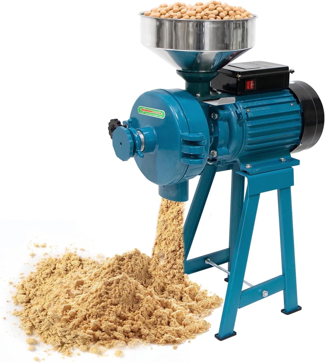 Grain Mills, Upgraded 3000W Wet Dry Cereals Grinder Electric Grain Grinder Corn Mill Heavy Duty 110V Commercial Grain Grinder Machine With Funnel