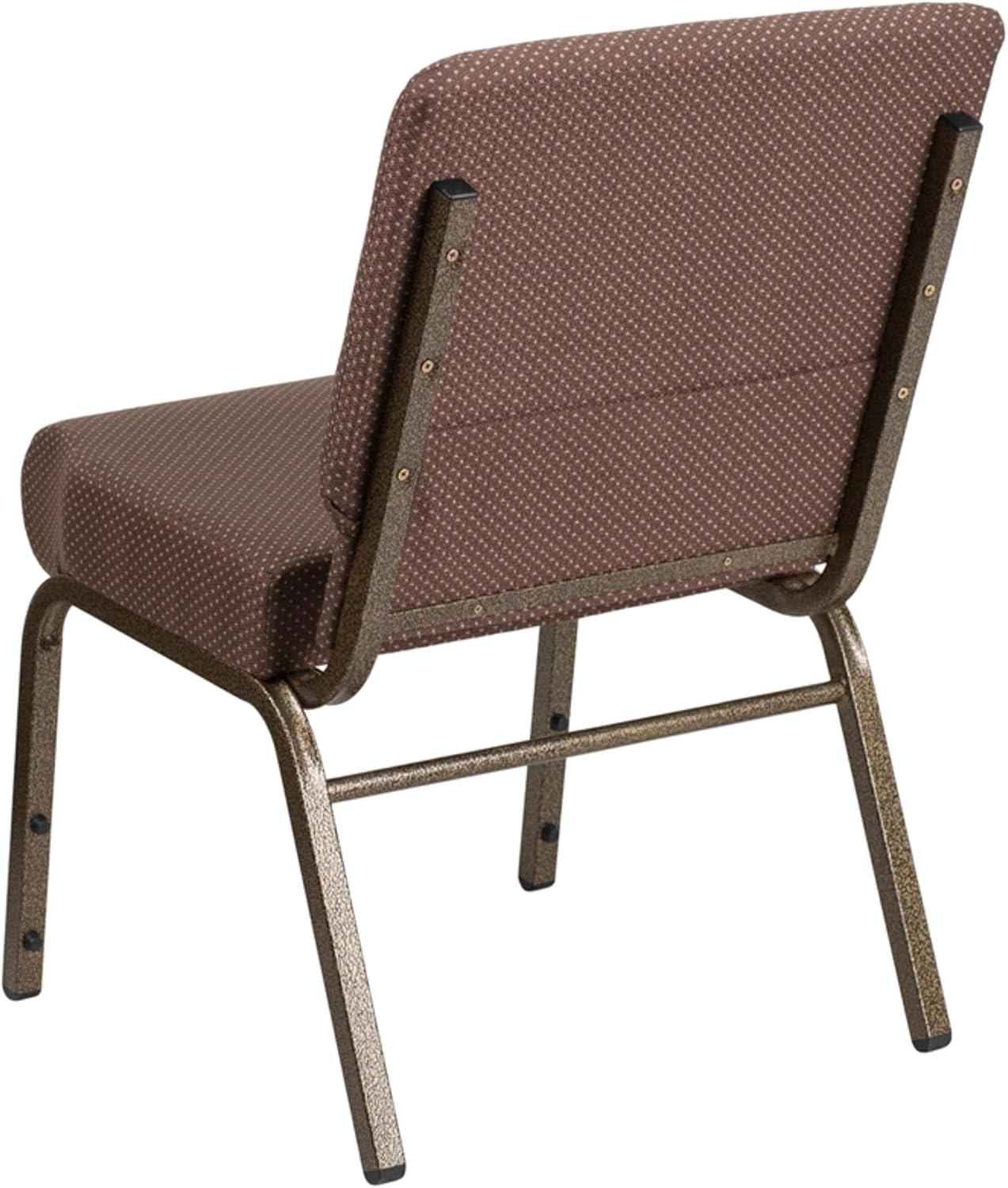 Elegant Brown Dot Fabric Stacking Chair with Gold Vein Metal Frame