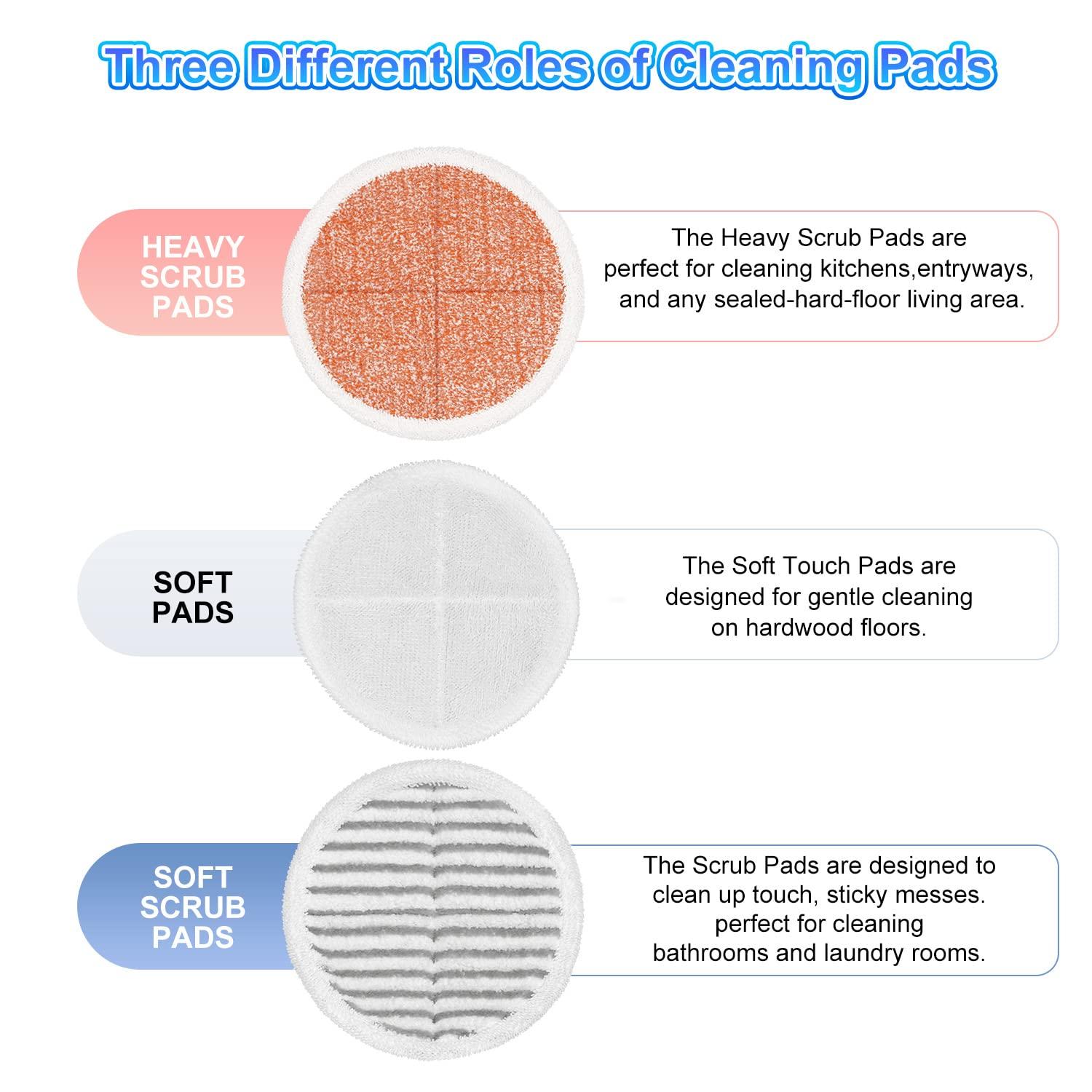 6 Pack 2124 2037 2039A 20399 20391 Steam Mop Pads Replacement Compatible with Bissell Spinwave Hard Mop Cleaner