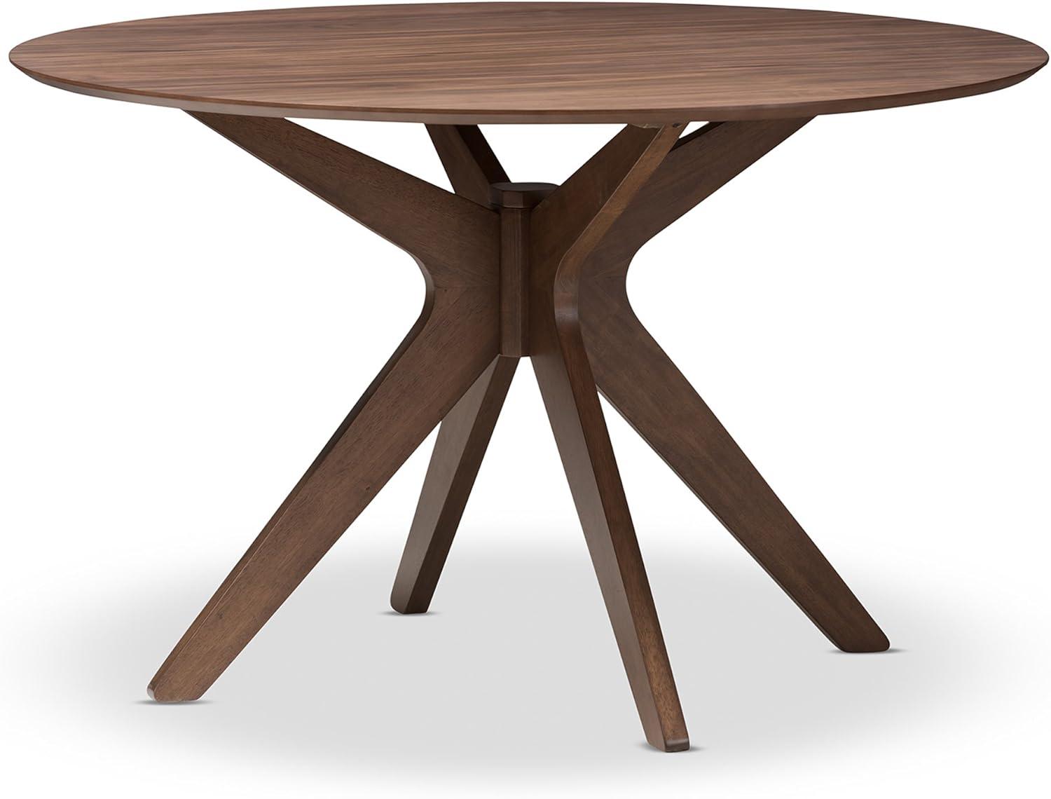 Baxton Studio Monte Mid-Century Modern Wood Finish 47" Round Dining Table Walnut Brown: Hardwood, Seats 4