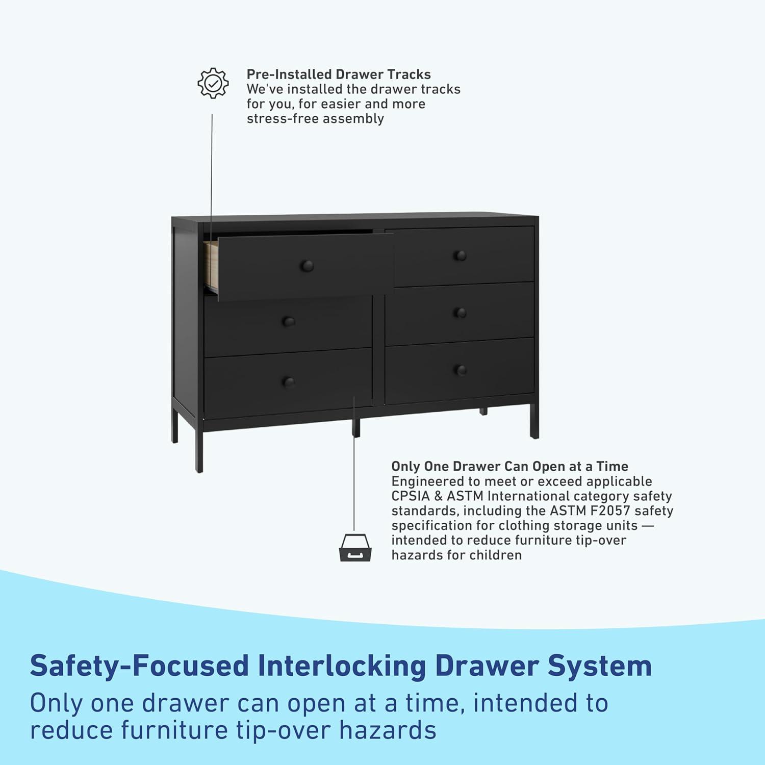 Graco Universal 6-Drawer Double Dresser - Black