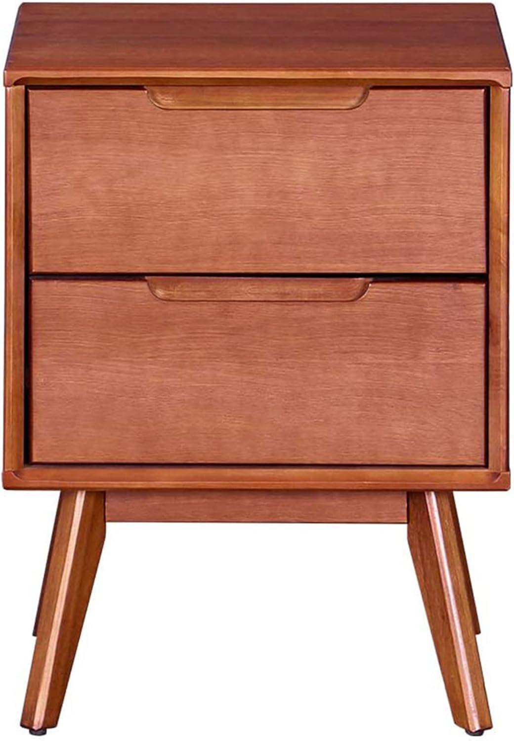 MUSEHOMEINC Mid Century Solid Wood Walnut Nightstands with Two Drawers - Modern Bedside Table with Drawers,Minimalist Bedroom Furniture,End Table,Stylish Nightstands for Bedroom,Living Room