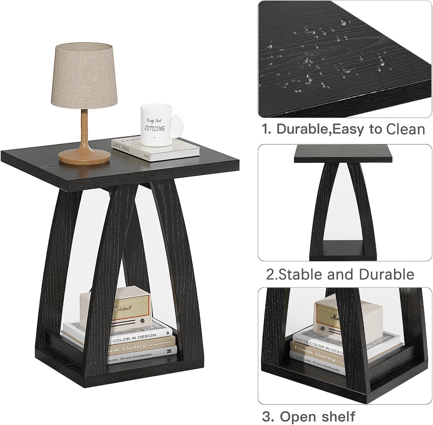 End Table Set of 2, Side Table, Nightstand, Sofa Side Table with Shelf, Modern End Table for Living Room, Bedroom