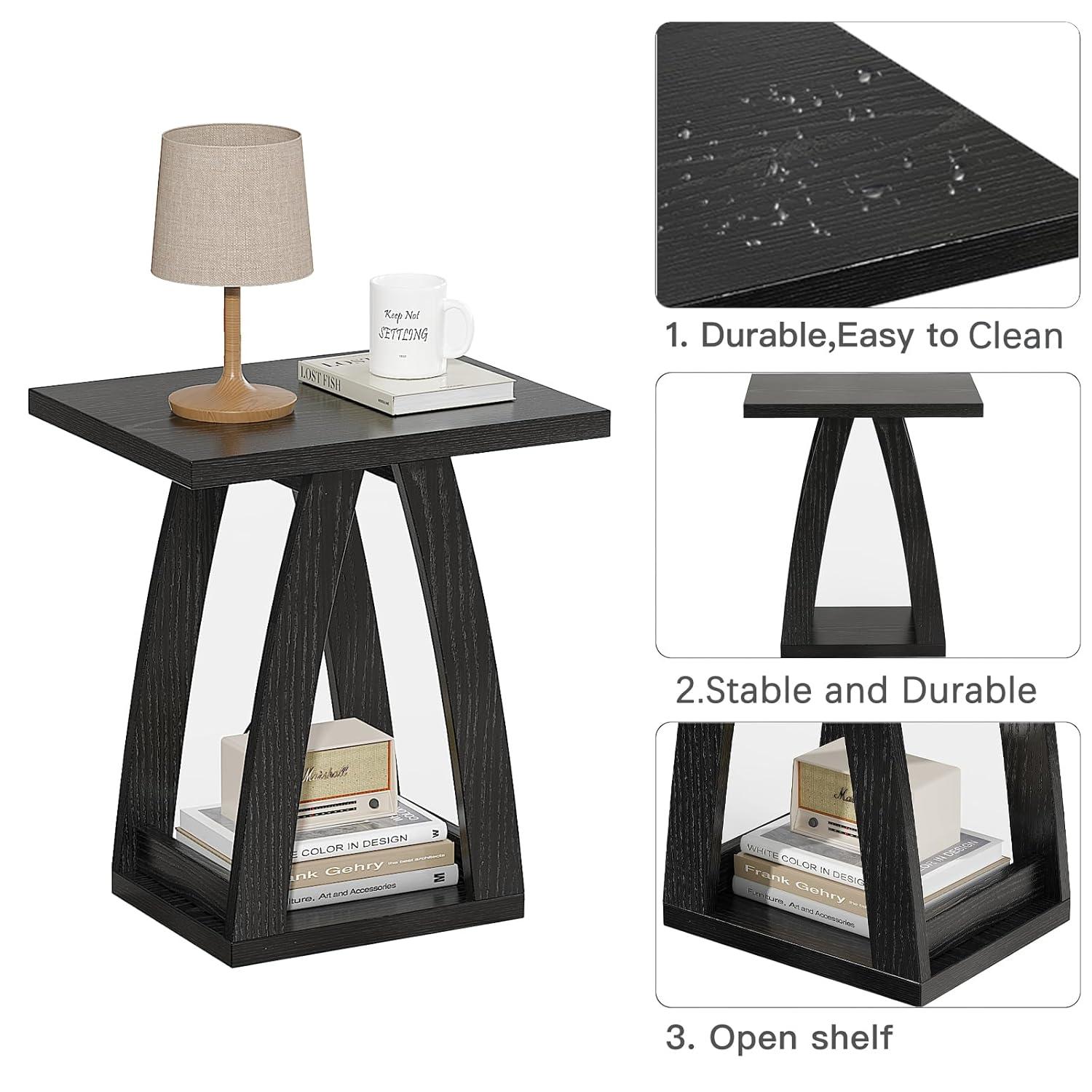 Latitude Run® End Table Set Of 2, Side Table, Nightstand, Sofa Side Table With Shelf, Modern End Table For Living Room, Bedroom