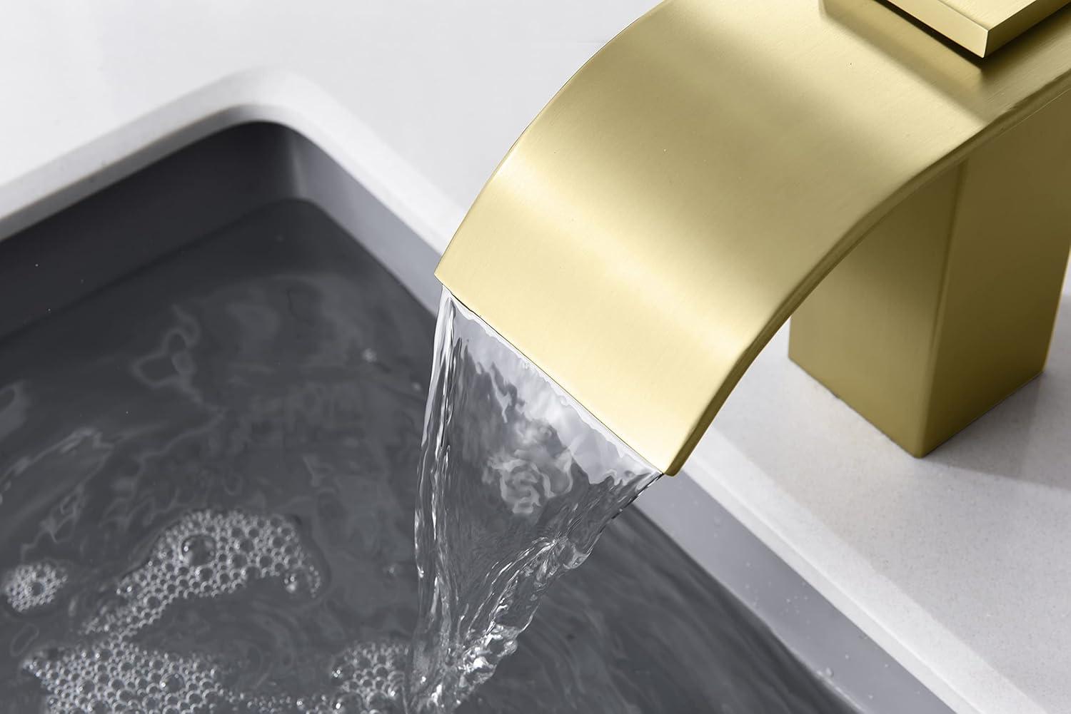 Brushed Gold 8-Inch Widespread Double Handle Bathroom Faucet