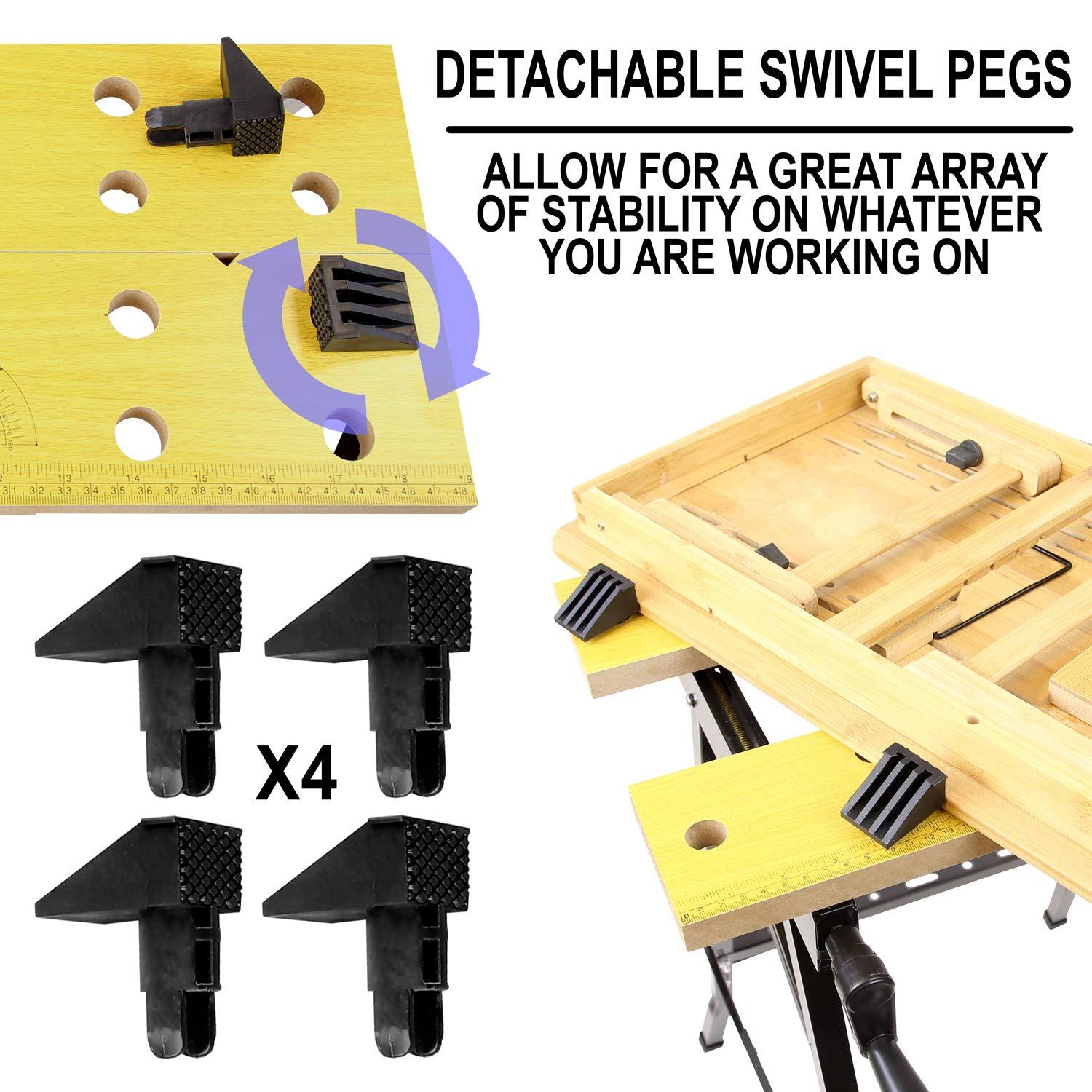 Portable Folding Workbench with Adjustable Clamps and Steel Frame
