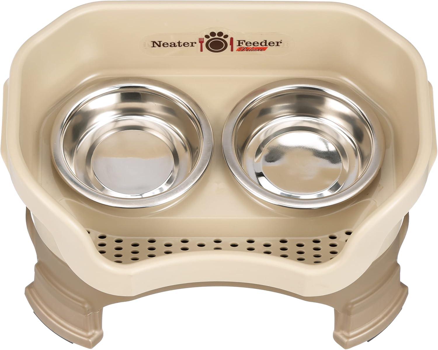 Neater Pets Neater Feeder Deluxe With Leg Extensions Mess-Proof Elevated Food & Water Bowls for Cats, Cappuccino