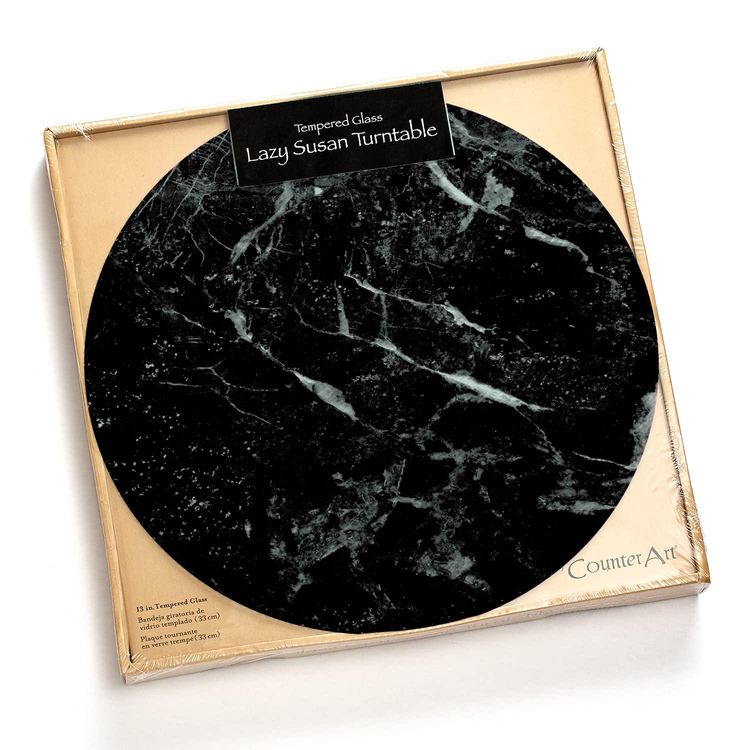 CounterArt Black Marble Design Lazy Susan Turntable 13" Round
