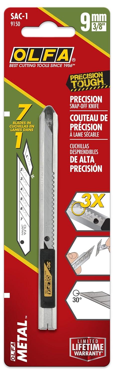 Olfa Stainless Steel Slide-Lock Graphics Knife With Snap-off Blade