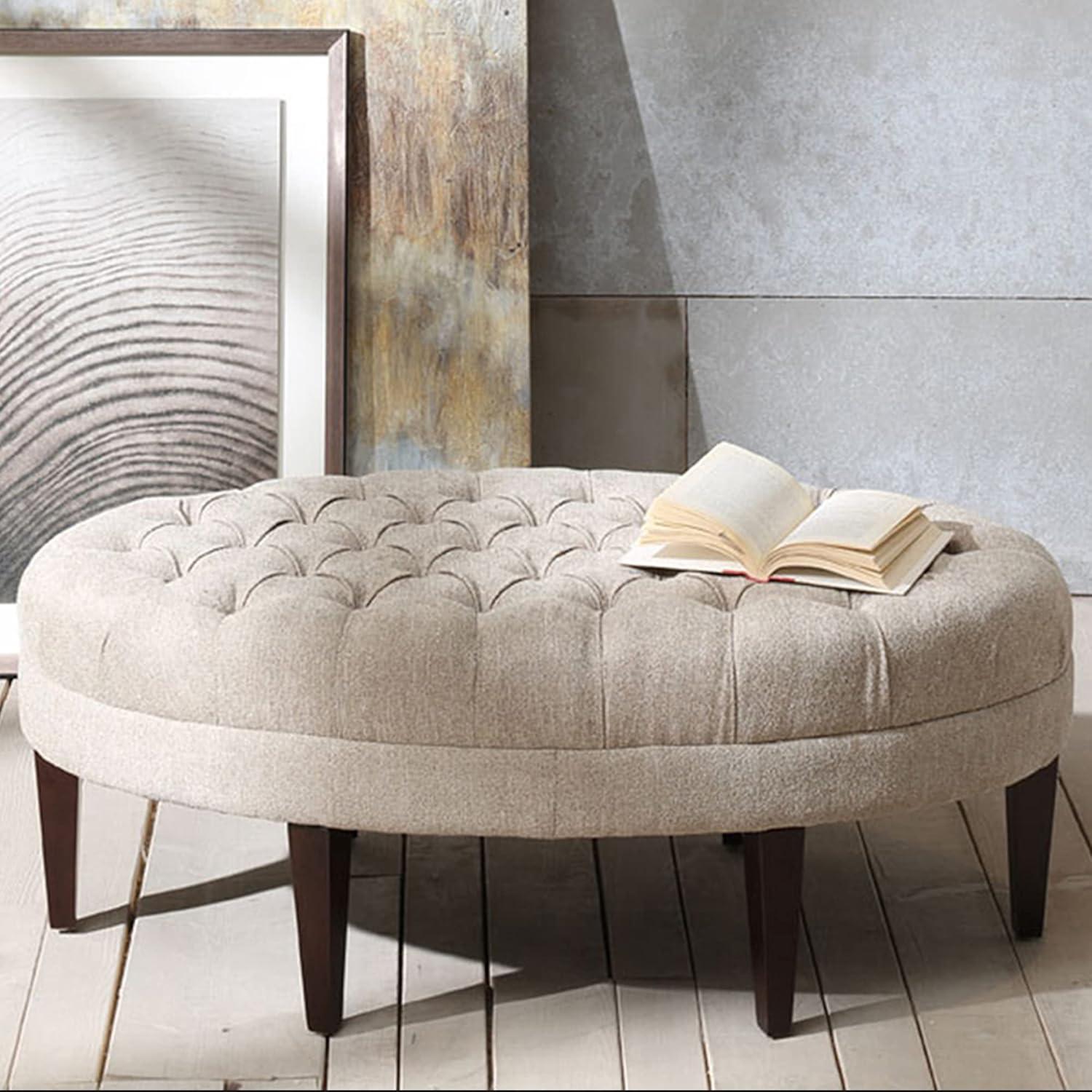 Martin Button Tufted Oval Cocktail Ottoman