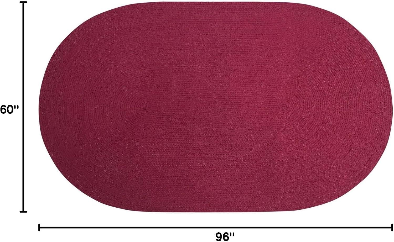 Burgundy Oval Braided Reversible Synthetic Indoor Rug