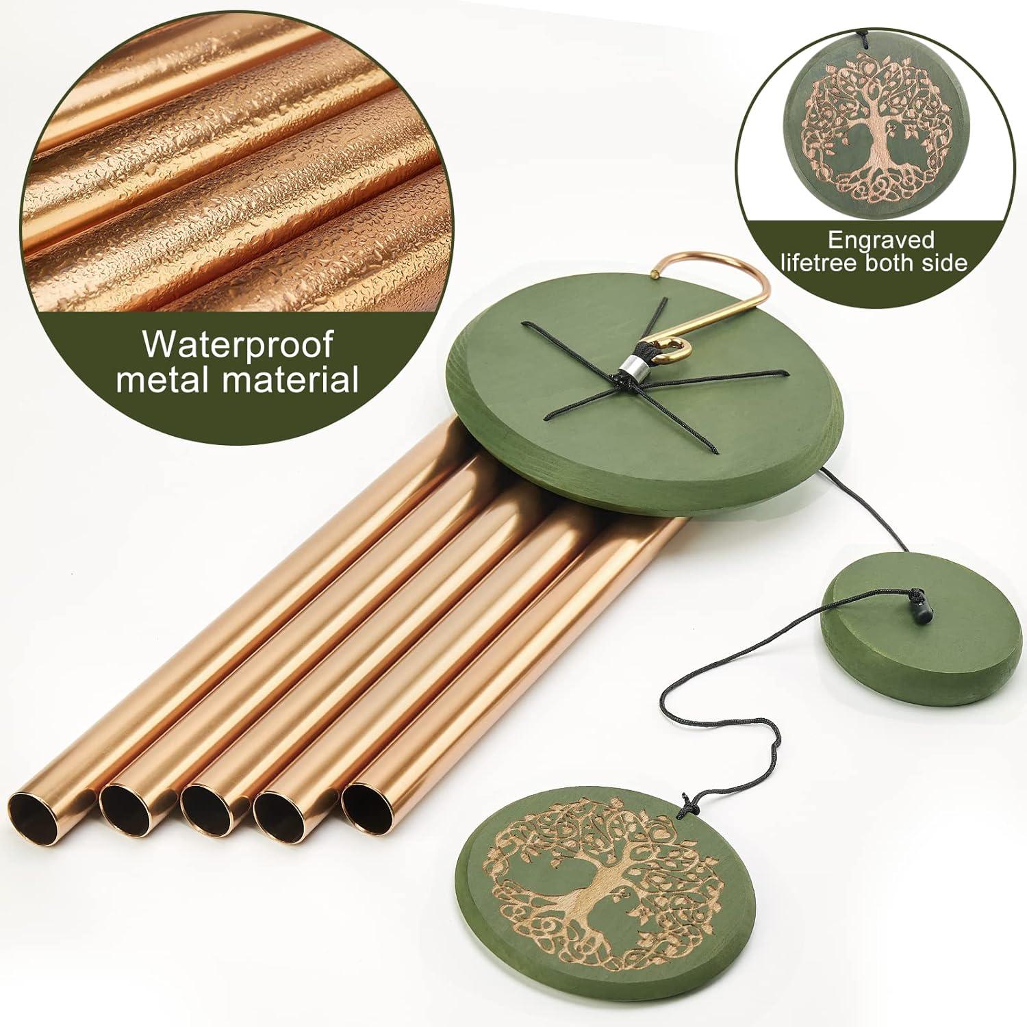 Wind Chimes for Outside Engraved Tree of Life 36 Large Deep Tone Wind Chime, Memorial Sympathy Gift Wind Chimes for Loved One Or Home Garden Patio Backyard Hanging Decor, Gold.