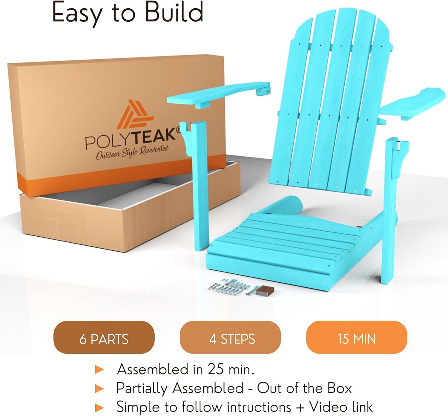 POLYTEAK Traditional Element Adirondack Chair, All Weather Poly Lumber Turquoise