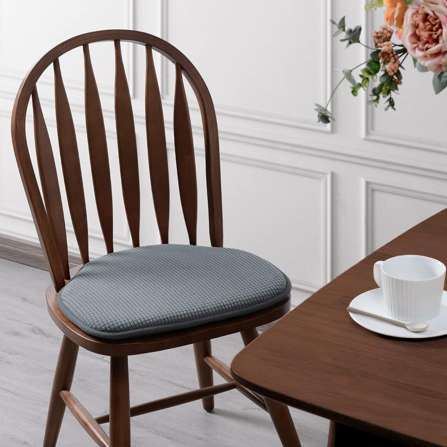 Shinnwa Chair Cushions Set of 4 Seat Cushions Soft Velvet Non Slip Chair Pads for Kitchen Dining Chairs 15 x 16 inch, Gray