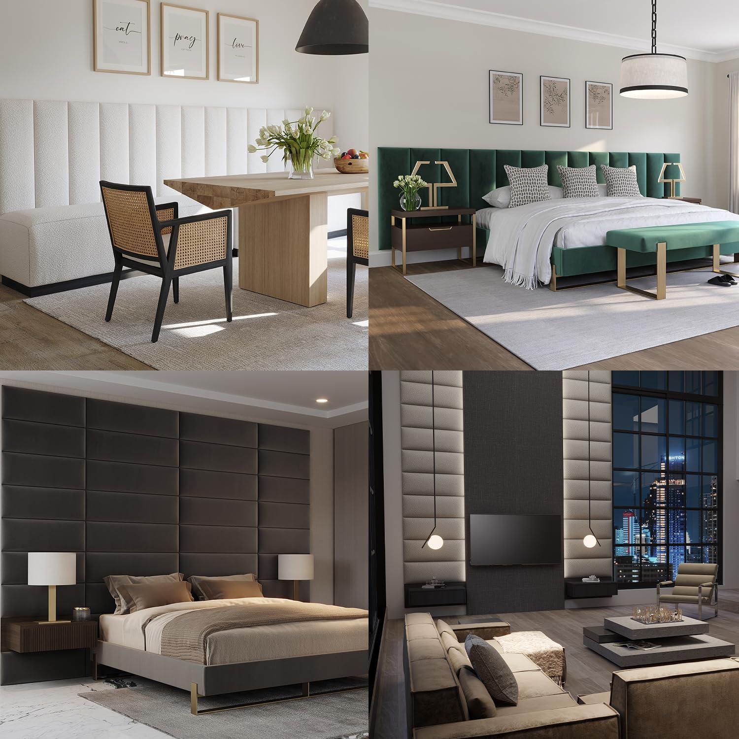 VANT Upholstered Wall Panels - Queen/Full Size Wall Mounted Headboards - Vintage Leather Dusty Taupe - Pack of 4 Panels (Each Individual Panel 30"x11.5") 30'' WIDE Vintage Leather Dusty Taupe