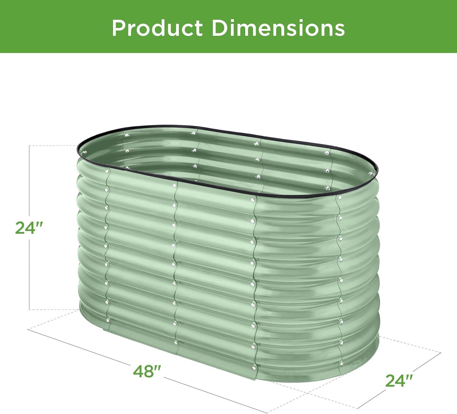 Sage Green Powder-Coated Steel Outdoor Raised Garden Bed