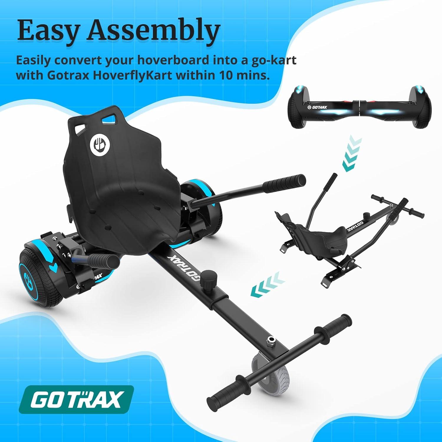 GOTRAX Hoverboard Kart Seat Attachment Accessory for 6.5" 8" 8.5" 10" Self Balancing Scooter, Hover Board Go Kart Accessory Kids Adults(Single Tube)