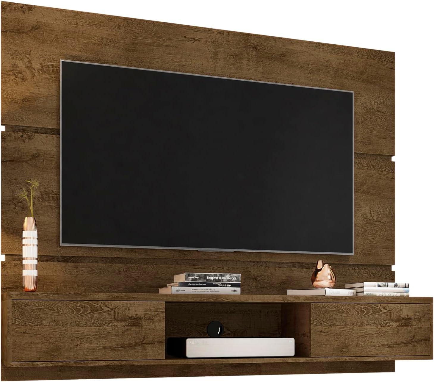 Manhattan Comfort Vernon Floating Wood Entertainment Center in Brown