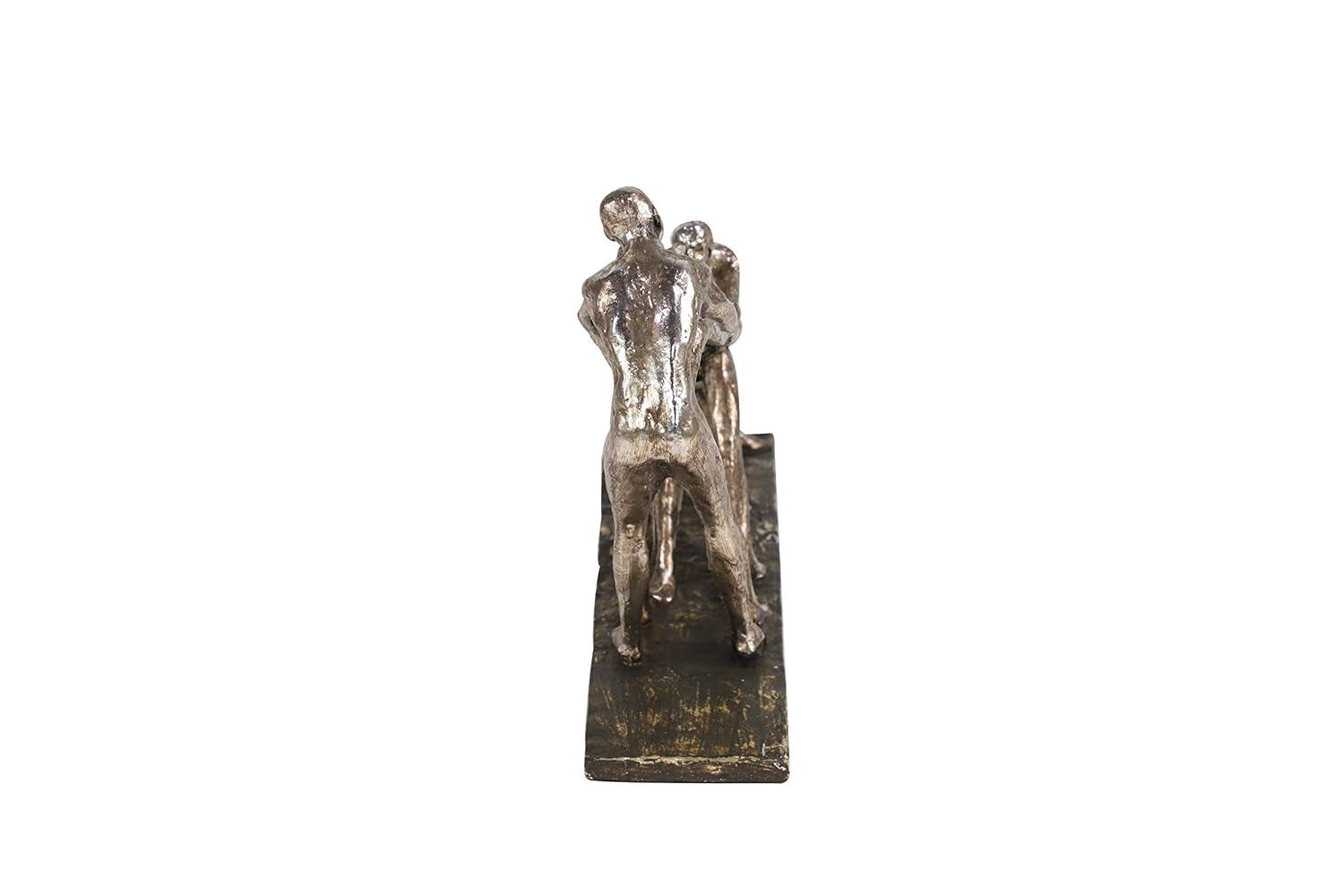 13" x 8" Silver Polystone People Sculpture, by DecMode