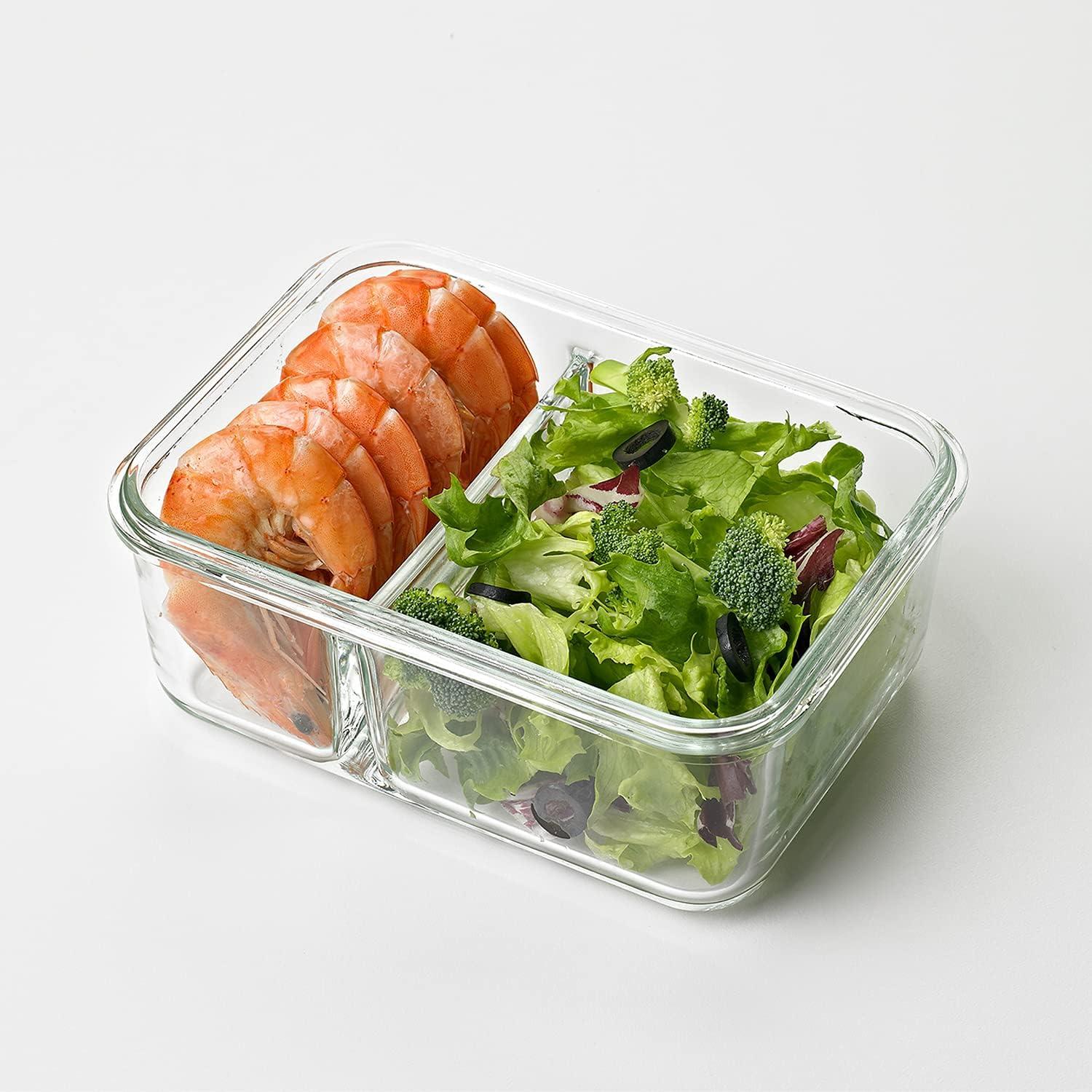 Clear Tempered Glass 3-Piece Divided Food Storage Set