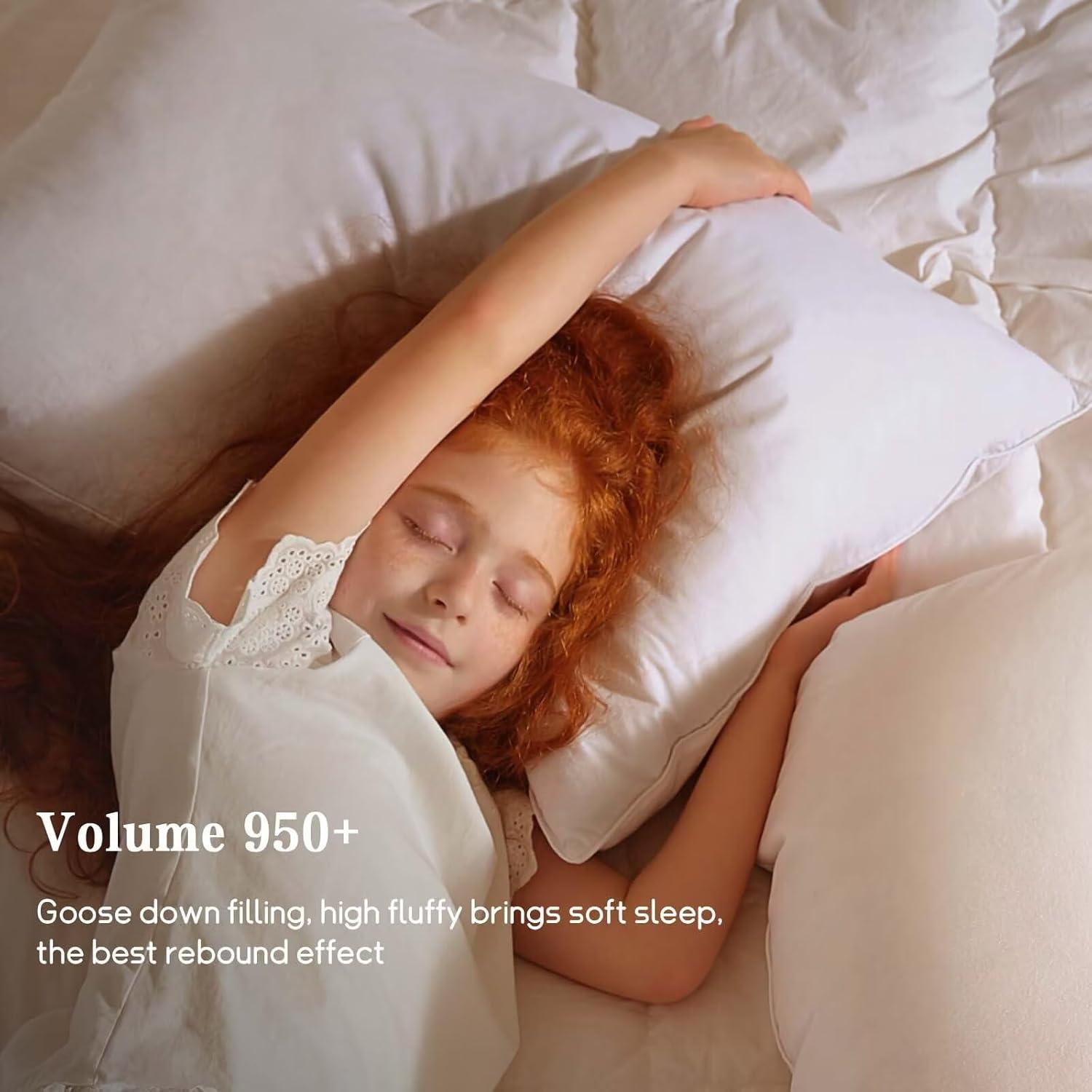 Peace Nest 2 Pack Feather Down Bed Pillows with Cotton Cover, Standard