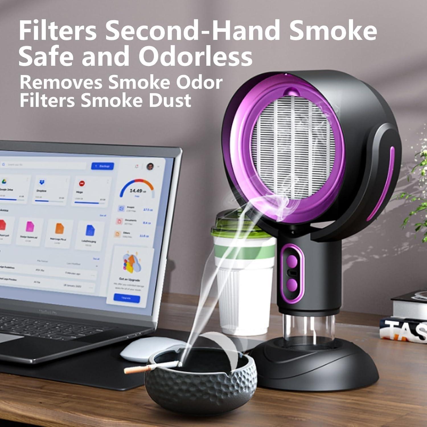 Daiosportswear Smoke Fan for Smoking indoors, the High Fan for Smoking, Wireless Mini Portable Range Anion Desktop Range Hood/Purifier Compact Fan Aromatherapy Diffuser Filter