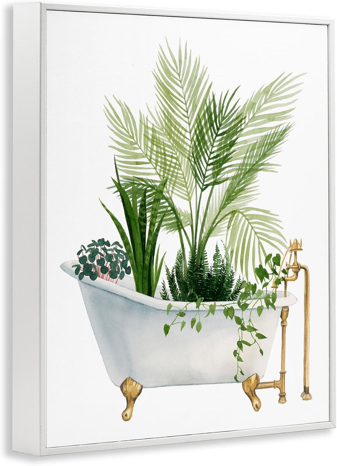 Stupell Industries Various Plants Greenery Vintage Tub Graphic Art White Framed Art Print Wall Art, Design by Grace Popp