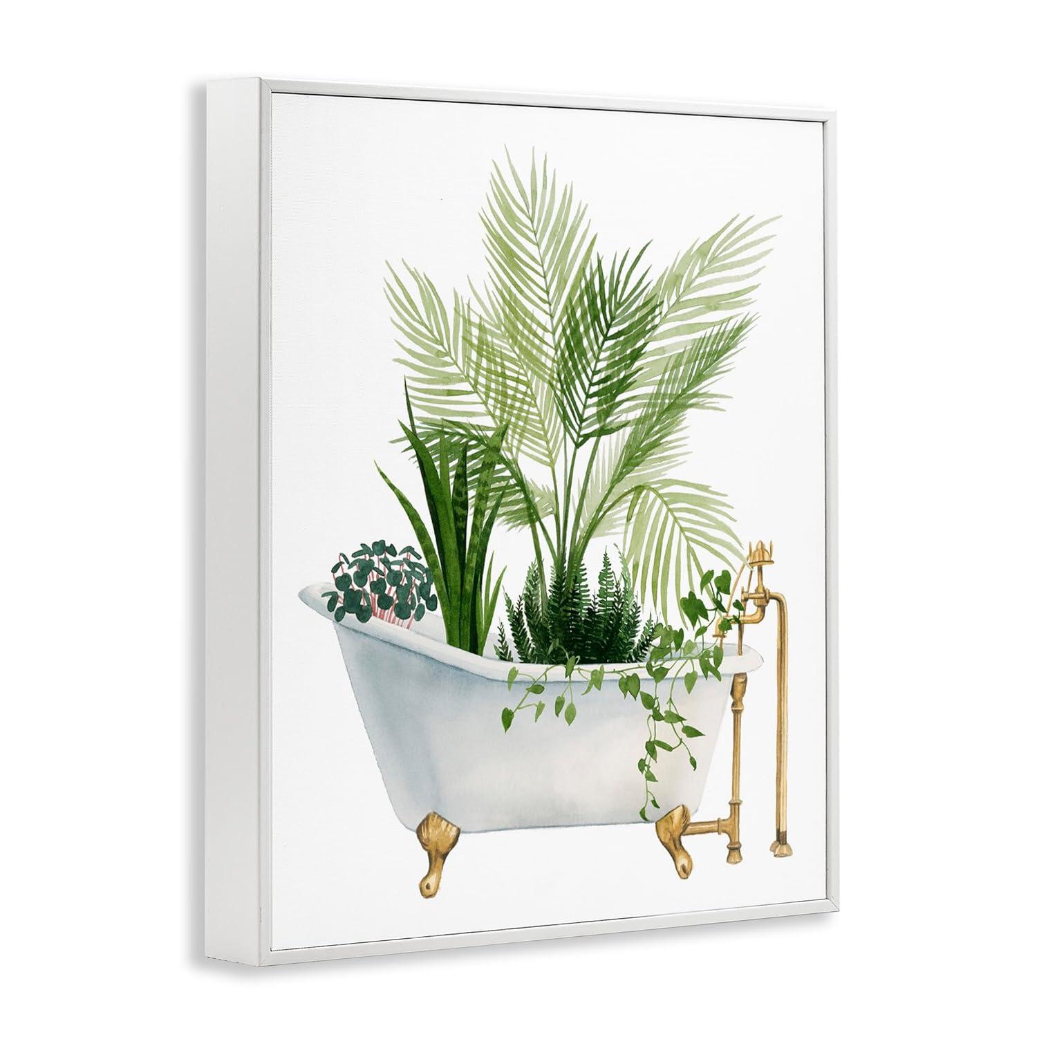 Stupell Industries Various Plants Greenery Vintage Tub Graphic Art White Framed Art Print Wall Art, Design by Grace Popp