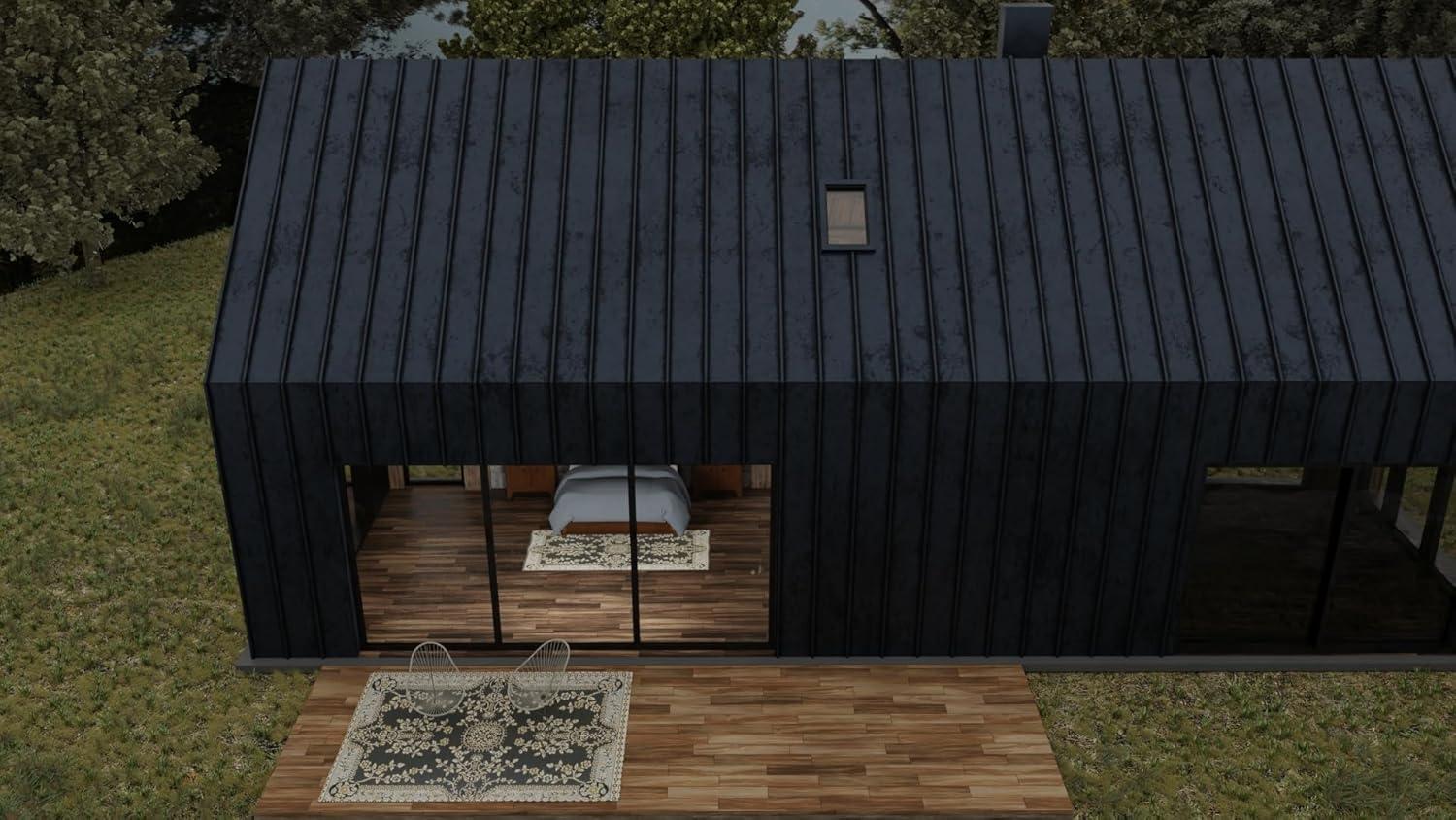 Mad Mats Oriental Hand Hooked Black/Gold Indoor / Outdoor Area Rug