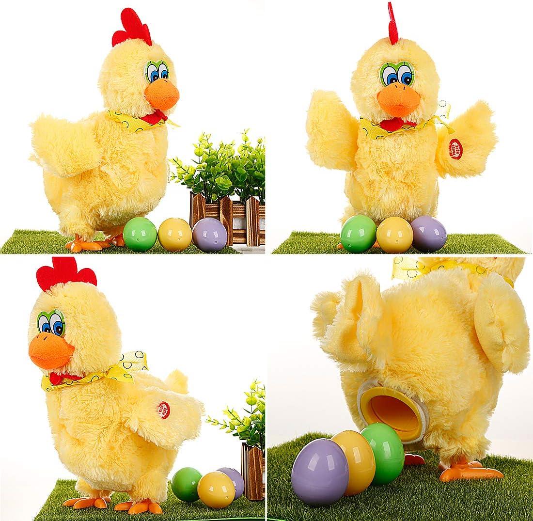 Easter Chicken Animal Toy Doll Laying Egg Electric Crazy Plush Chicken with Sound Music