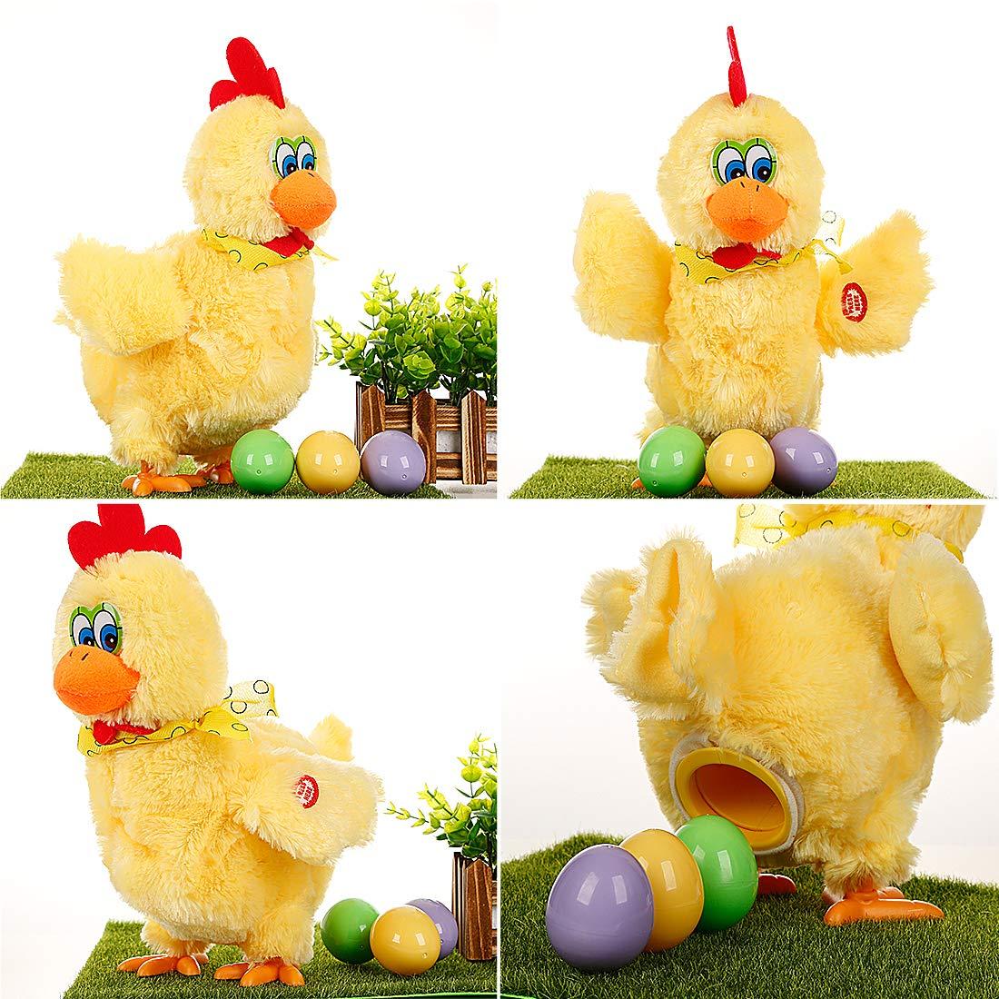 Easter Chicken Animal Toy Doll Laying Egg Electric Crazy Plush Chicken with Sound Music