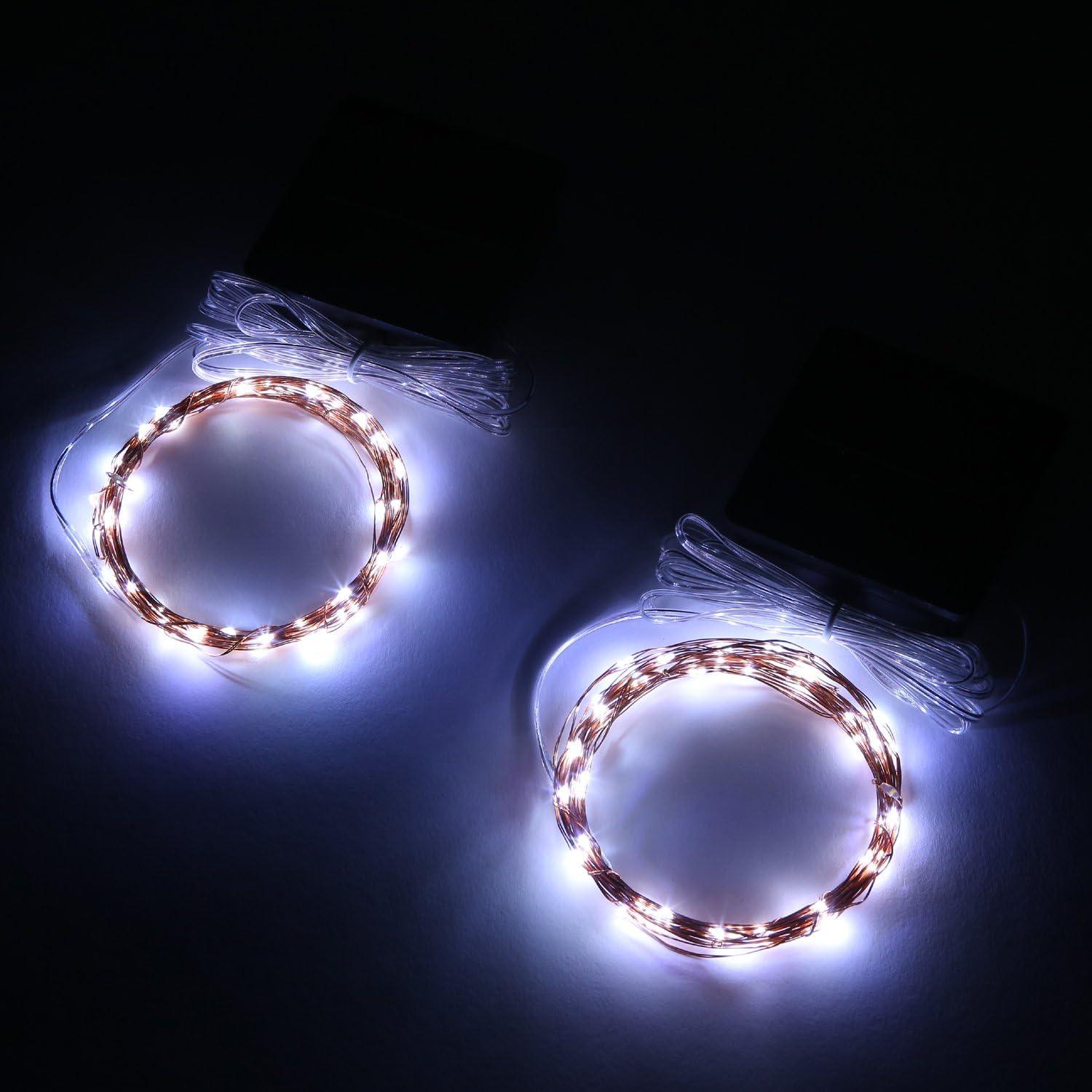 Magicnight Solar Mini Teeny Tiny Lights,Starry String Light for Garden Fairy,Tree,Railing,Arbor,Fence,16 Feet 50LEDs,2 Pack,Warm White