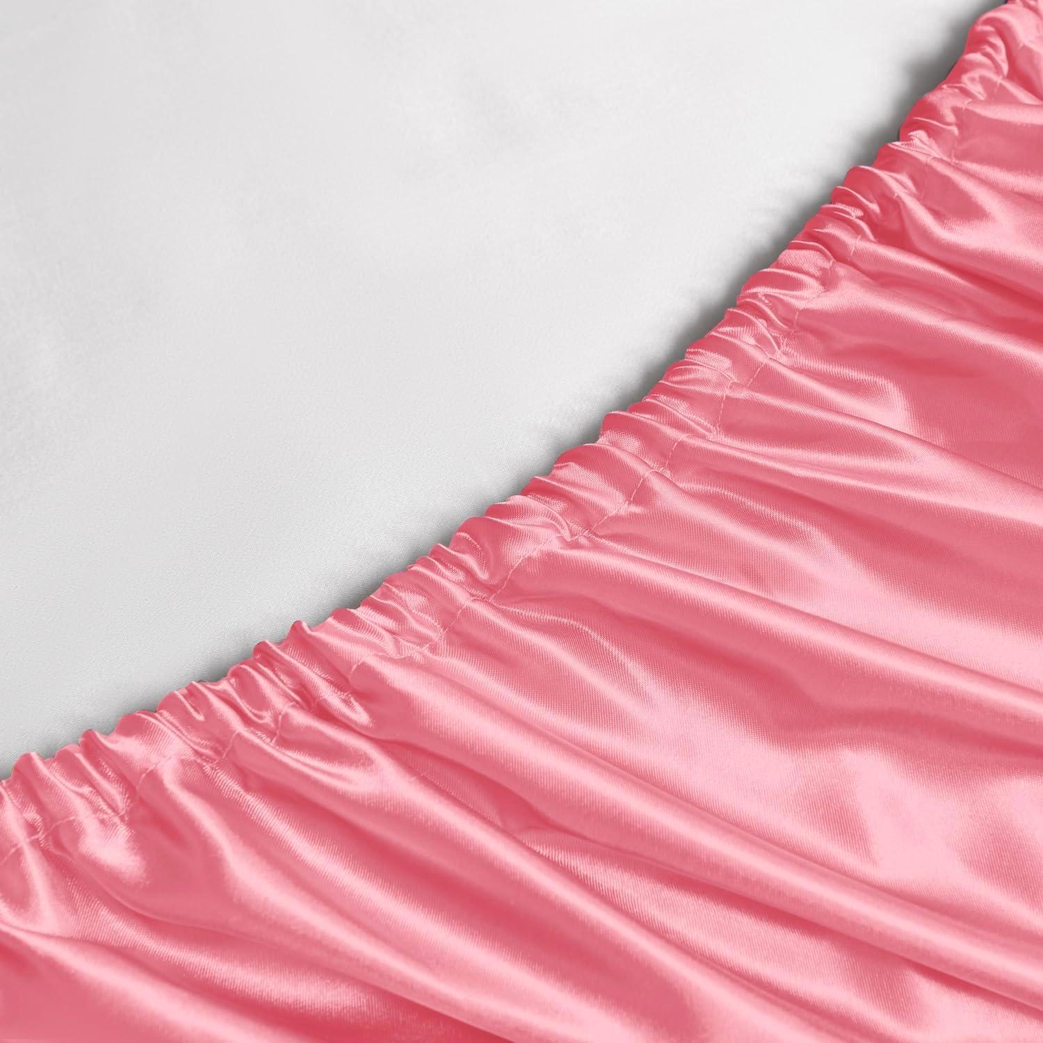 Blush Pink Queen Satin Deep Pocket Bed Sheet Set