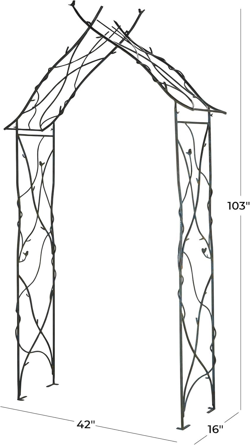 Black Metal Arched Garden Arbor with Sculpted Branches