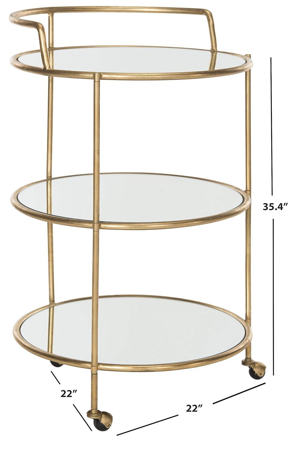 Dulcinea Bar Cart - FOX2554B - Gold/Mirror - Safavieh