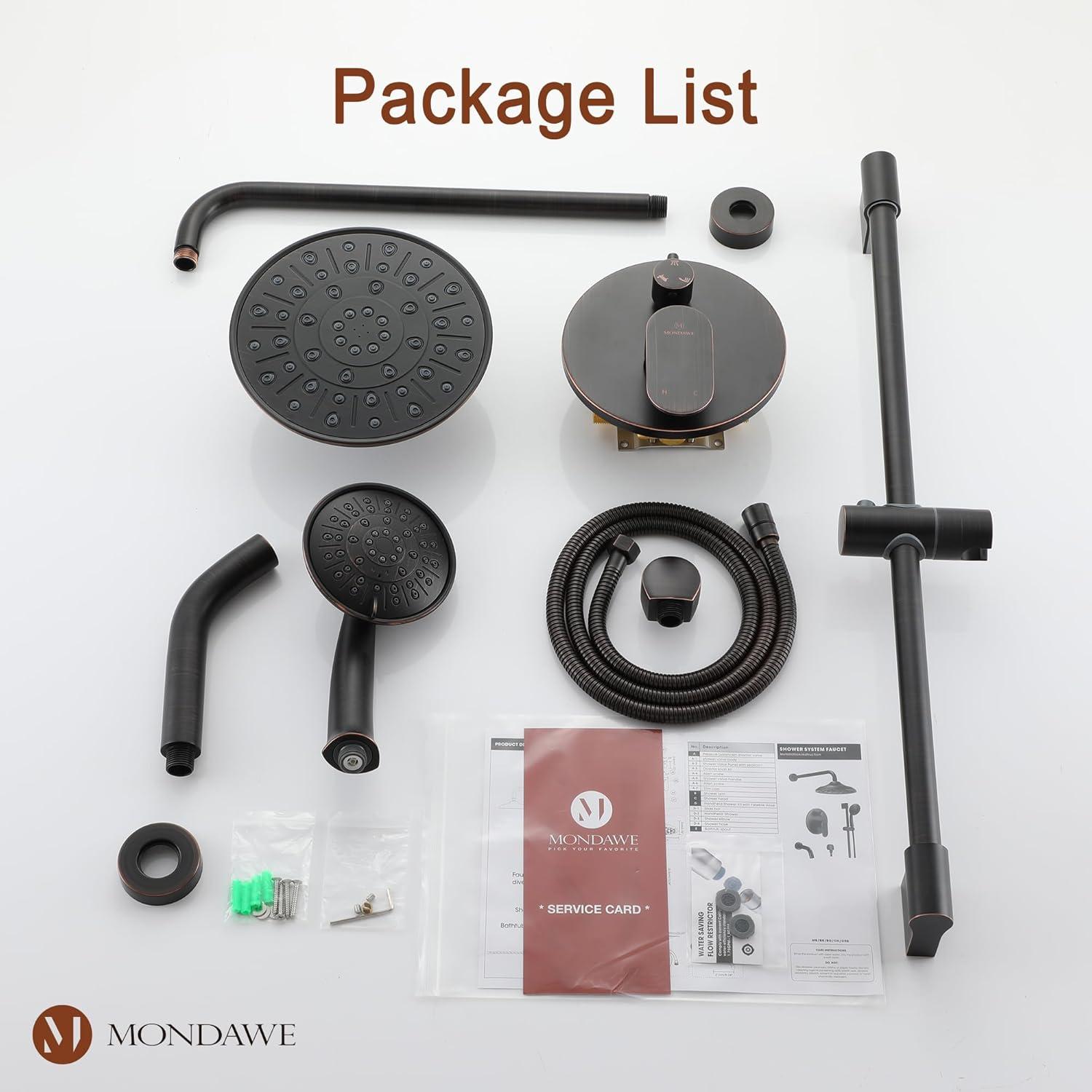 mondawe Calliope Wall Mounted 2-Function Retro Pressure-Balanced Shower System with 3 Setting Handheld MD-A3815-ORB