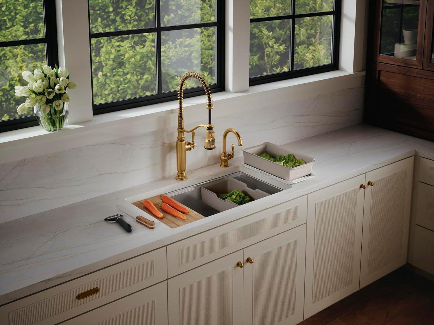 Strive® 32" L x 18.25" W Undermount Single Bowl Kitchen Sink with Basin Rack