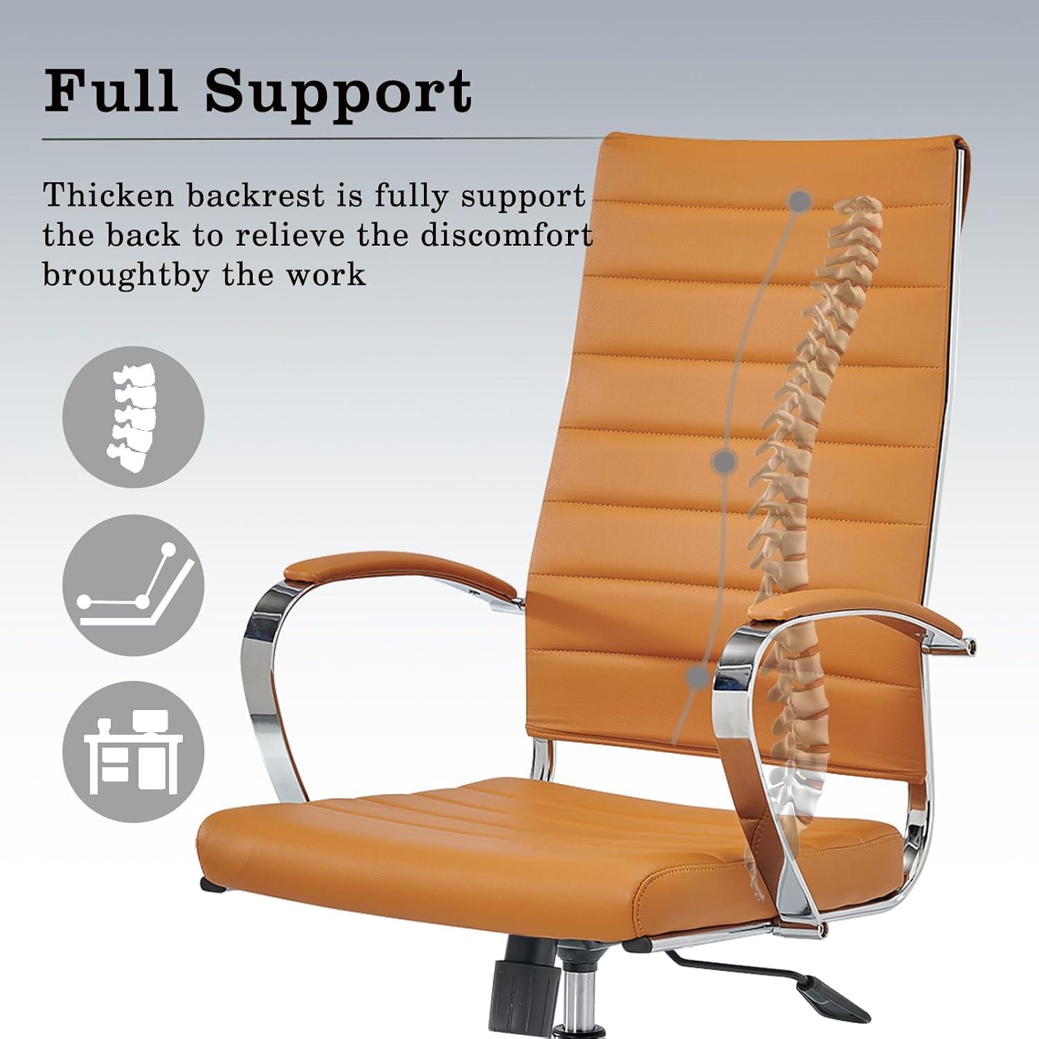 Ergonomics Modern Desk Chair - Executive Office Chair with Armrests, Adjustable Swivel, Black Leather