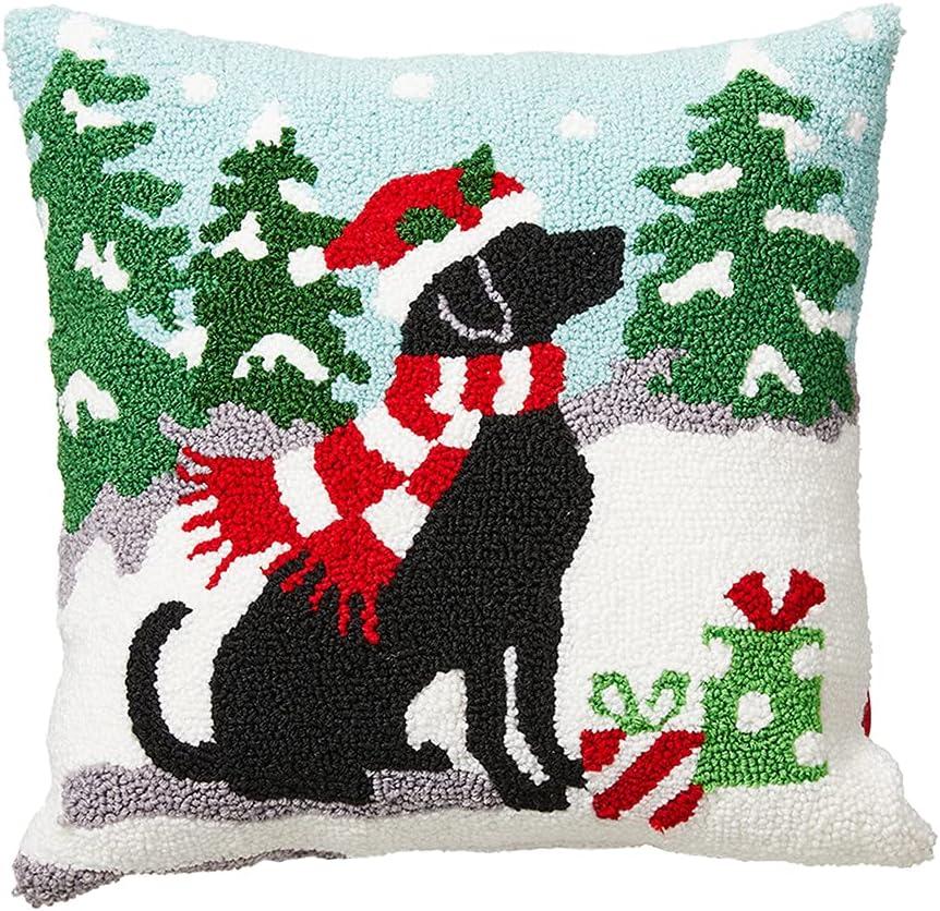 Nordic Christmas Dog Pattern Knit Throw Pillow