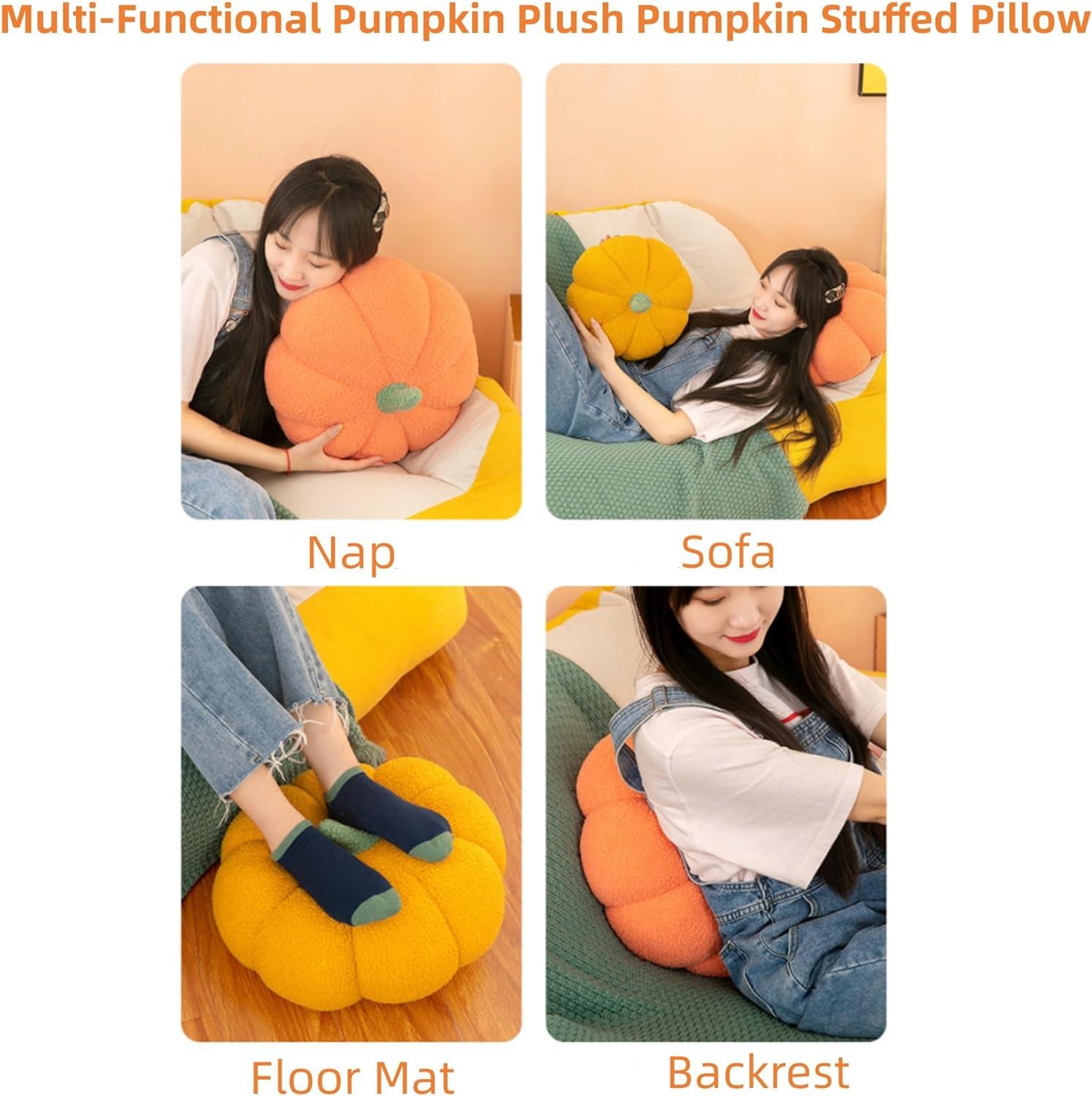 Huahua Stuffed Pumpkin Fluffy Pumpkin Plush Toy Thanksgiving Halloween Pumpkins Decorative Couch Throw Pillow Pumpkin Toys Gift for Kids Toddlers Babies (8 Inch)