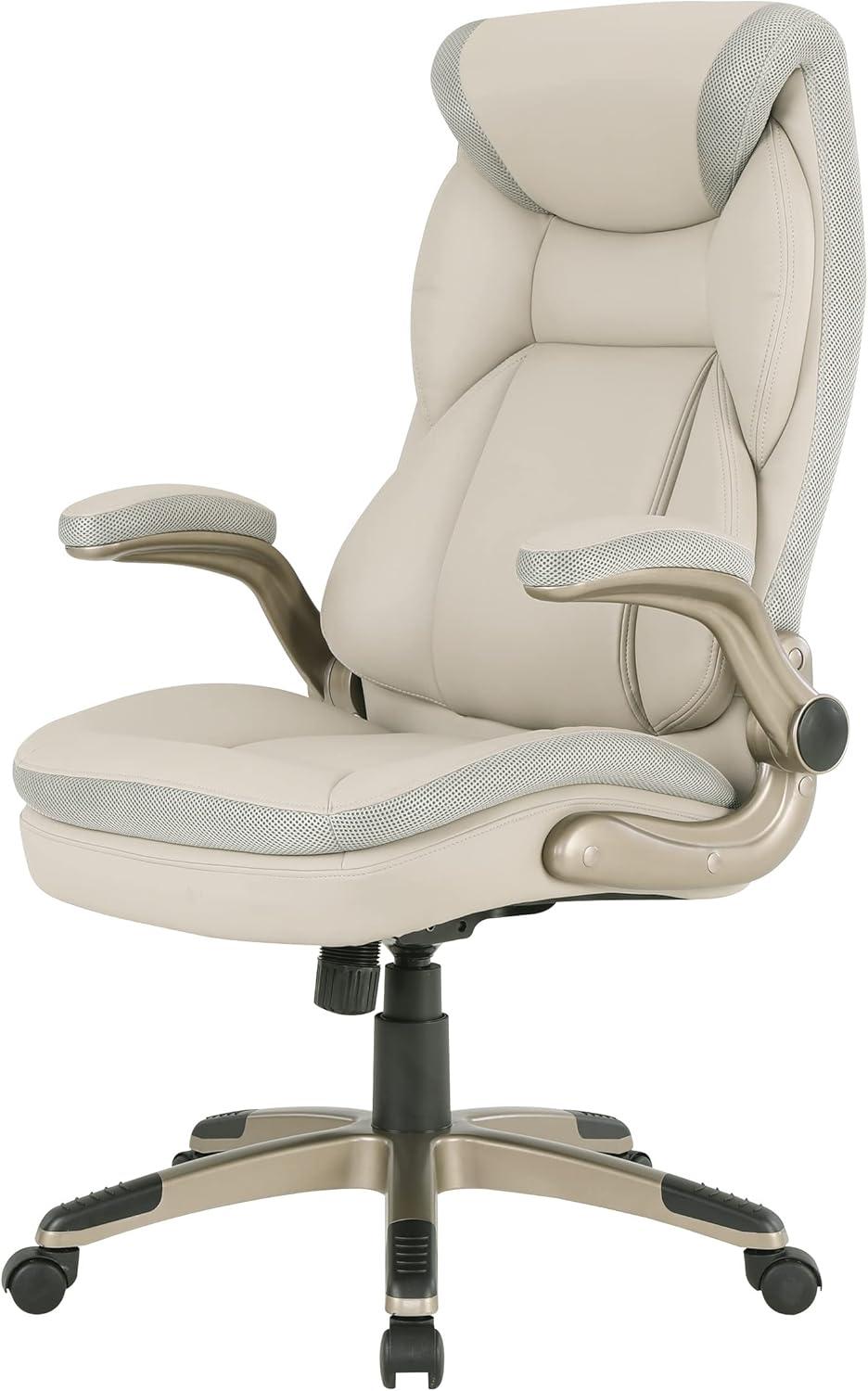 Executive Taupe Gray Bonded Leather Chair with Cocoa Coated Nylon Base