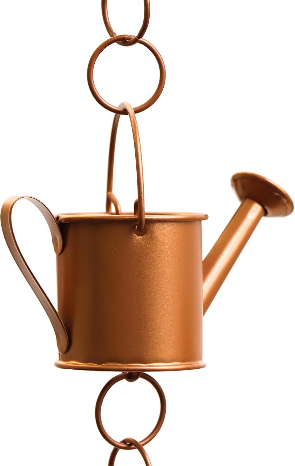 Copper Colored Rain Chain for Gutters & Downspouts (Watering Can Design)