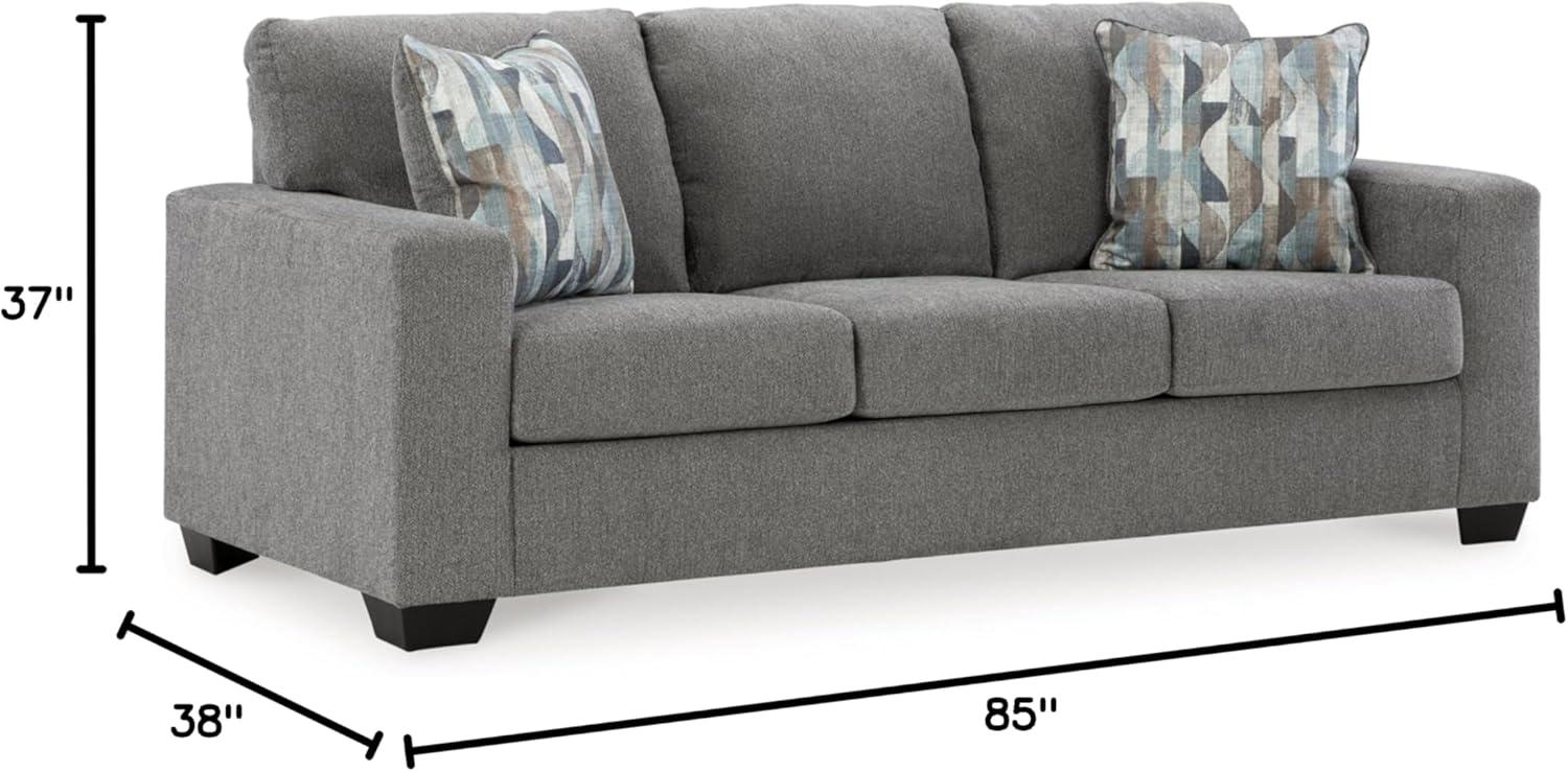 Ashley Furniture Deltona Graphite Sofa with Decorative Accent Pillows