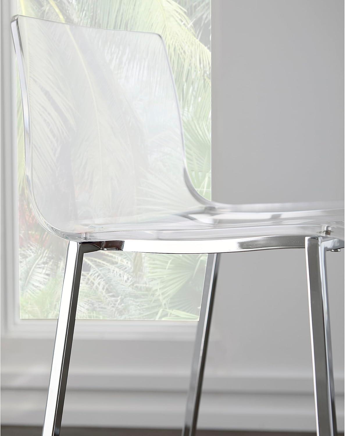 EURO STYLE Chloe Office Chair in Clear, Acrylic, Chromed Steel Base, 360° Swivel, Adjustable Height, Casters for Mobility, Made for Everyday Home Use