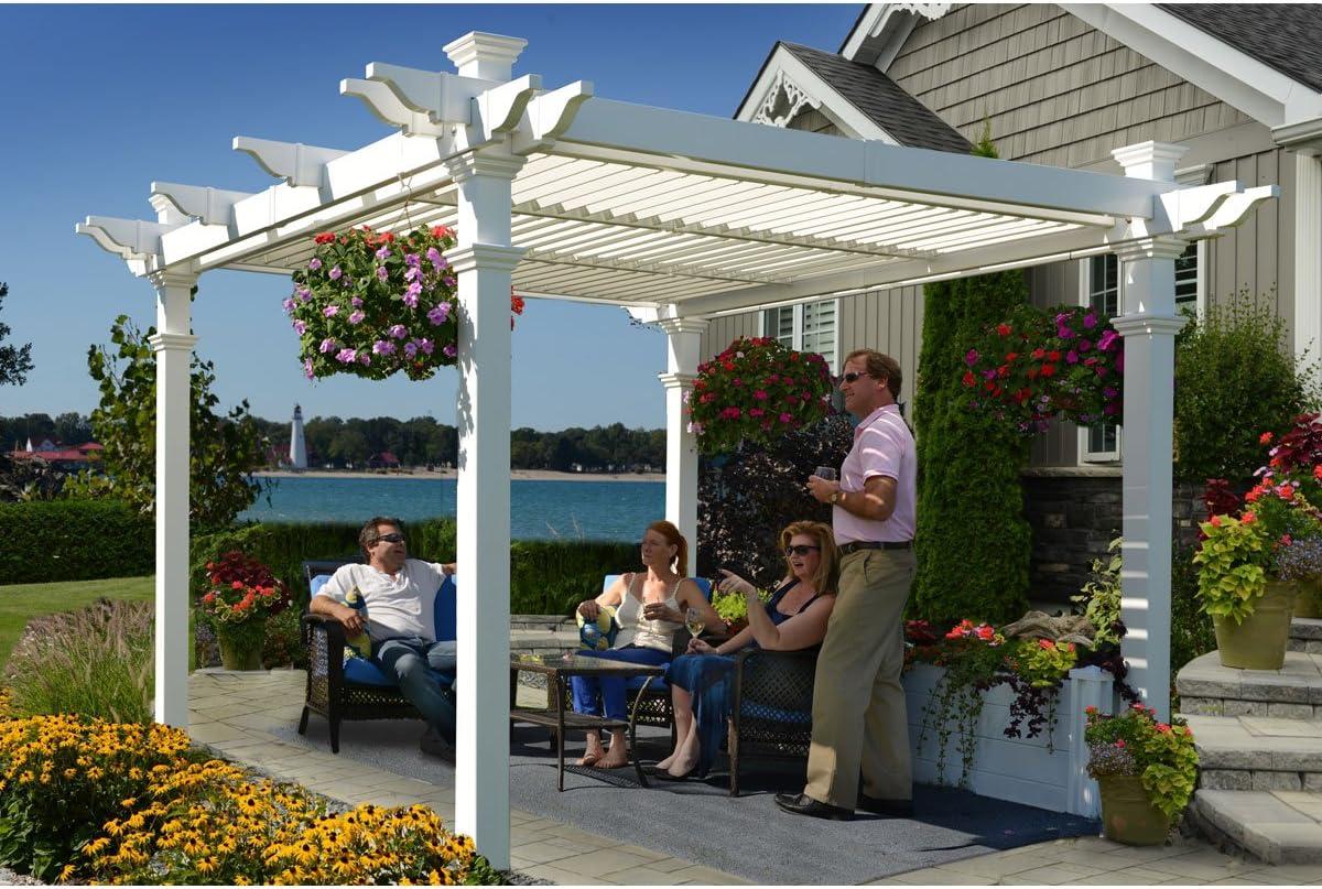 Avalon 10 ft. x 10 ft. White Vinyl Louvered Pergola