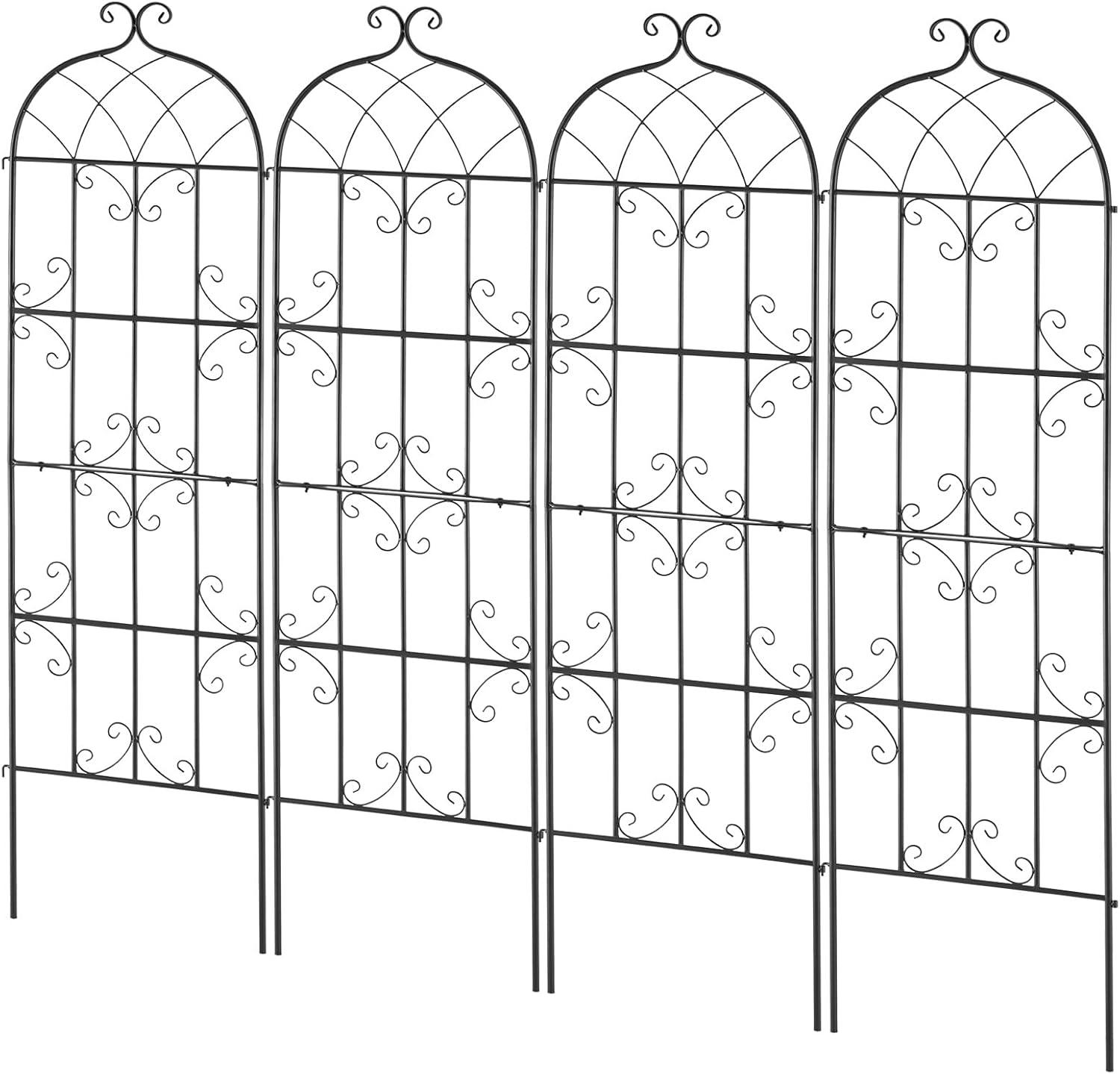 Garden Trellis for Climbing Plants, 60 x 15 in., 2 Packs Rustproof Metal Garden Flower Trellis, Climbing Rose Trellis